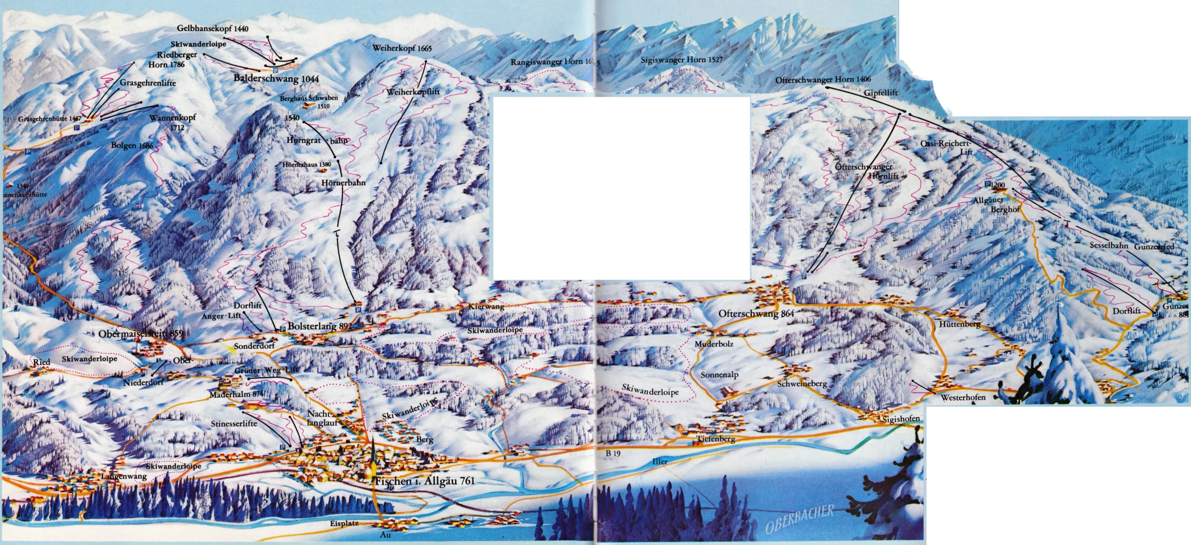 Pistenplan Hoernerbahn (Bolsterlang) 2025/26 – Übersichtskarte mit Pisten, Liften und Bergbahnen