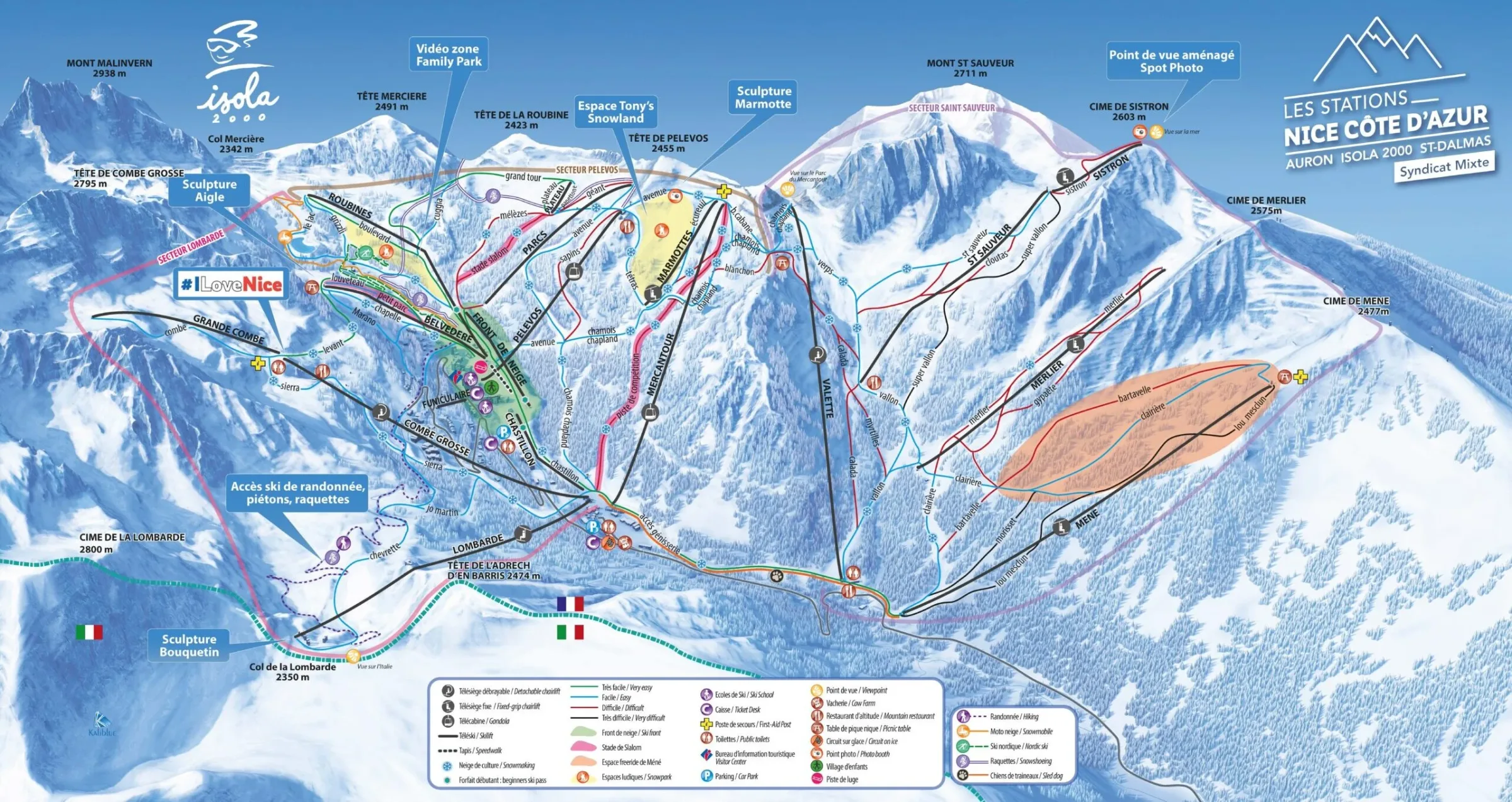 Pistenplan Isola 2000 2025/26 – Übersichtskarte mit Pisten, Liften und Bergbahnen
