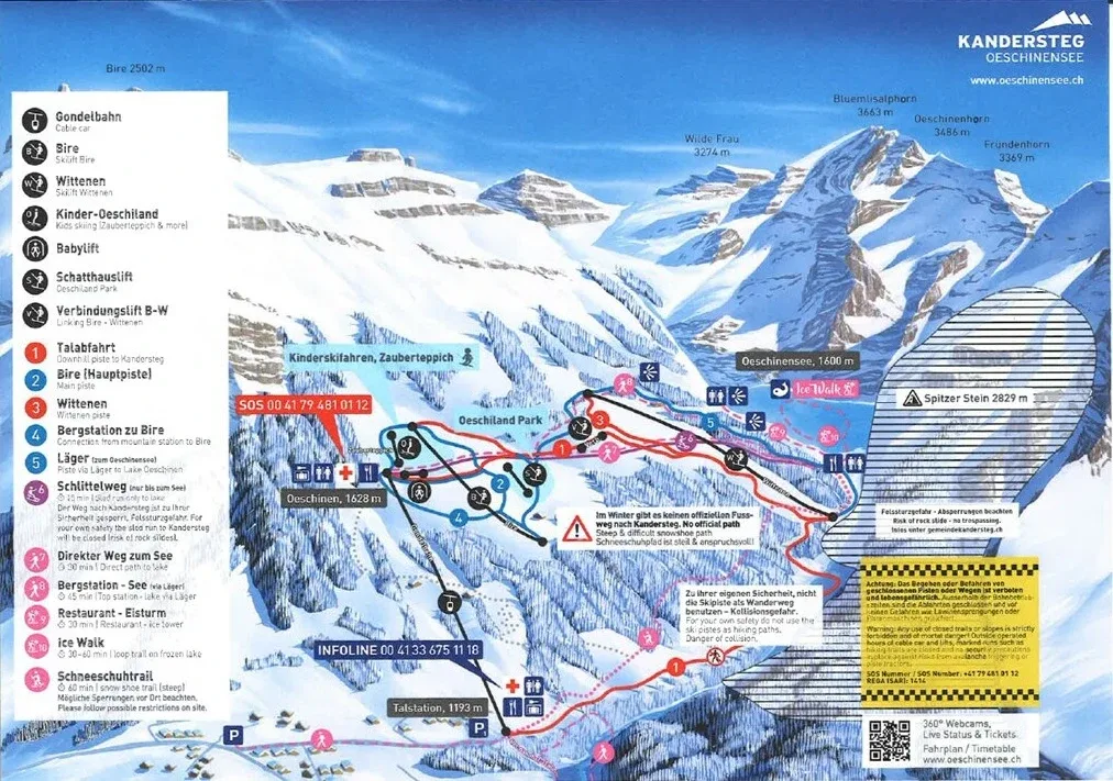 Pistenplan Kandersteg 2025/26 – Übersichtskarte mit Pisten, Liften und Bergbahnen
