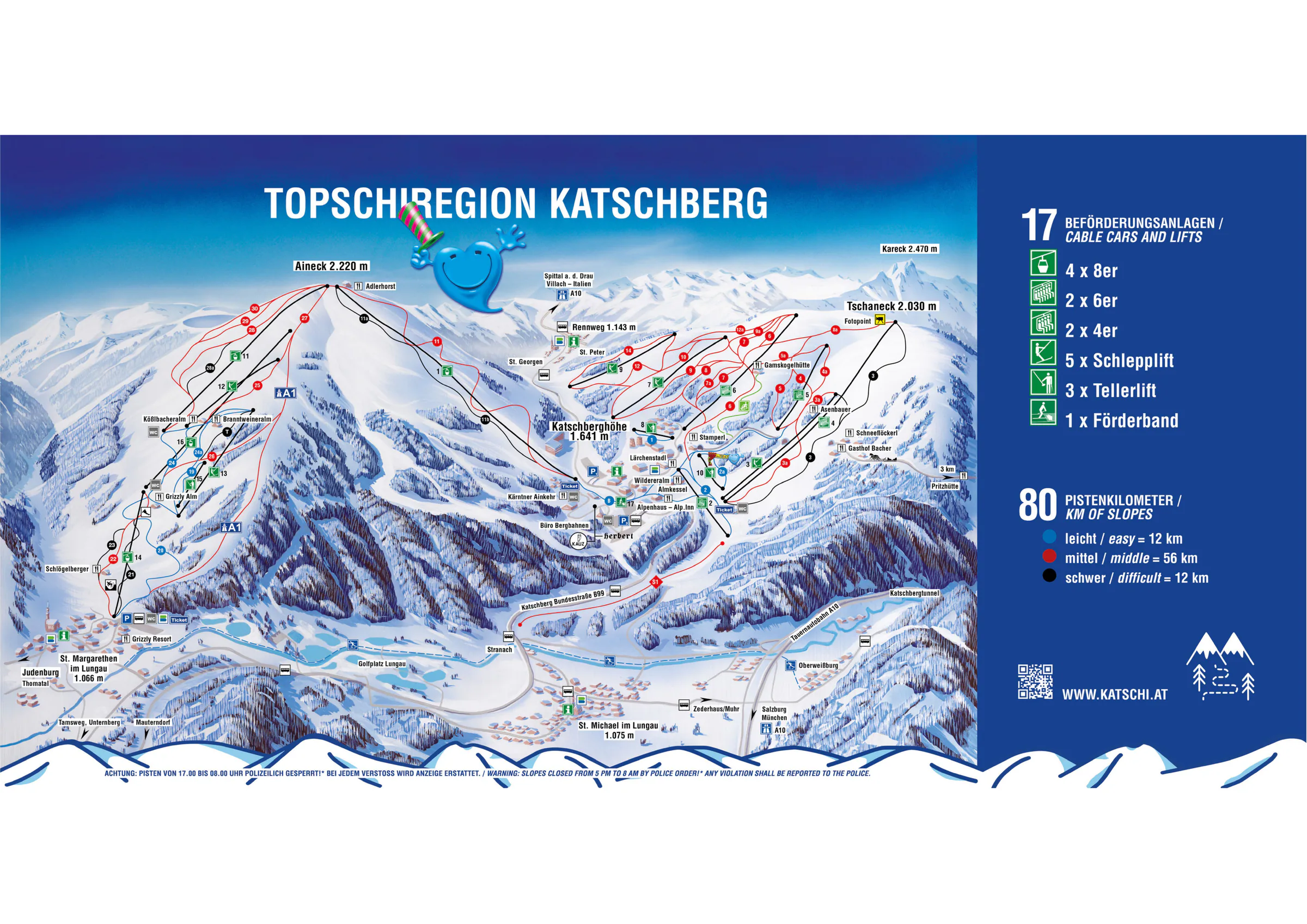 Pistenplan Katschberg 2025/26 – Übersichtskarte mit Pisten, Liften und Bergbahnen