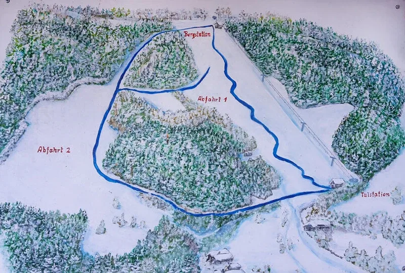 Pistenplan Skilift Kaumberg 2025/26 – Übersichtskarte mit Pisten, Liften und Bergbahnen