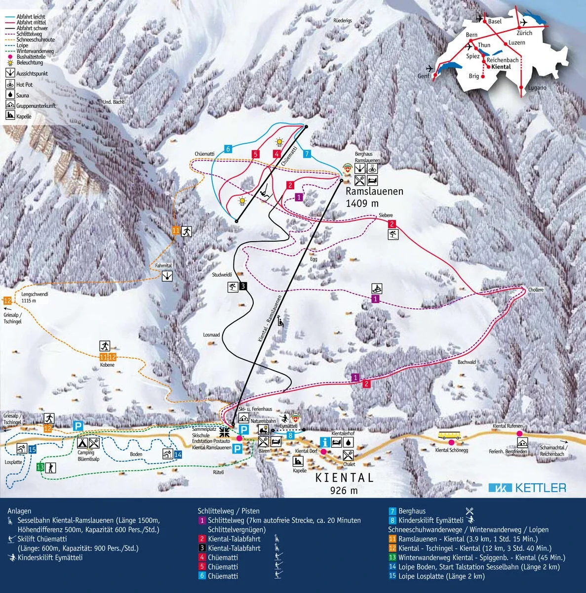 Pistenplan Kiental – Ramslauenen 2025/26 – Übersichtskarte mit Pisten, Liften und Bergbahnen