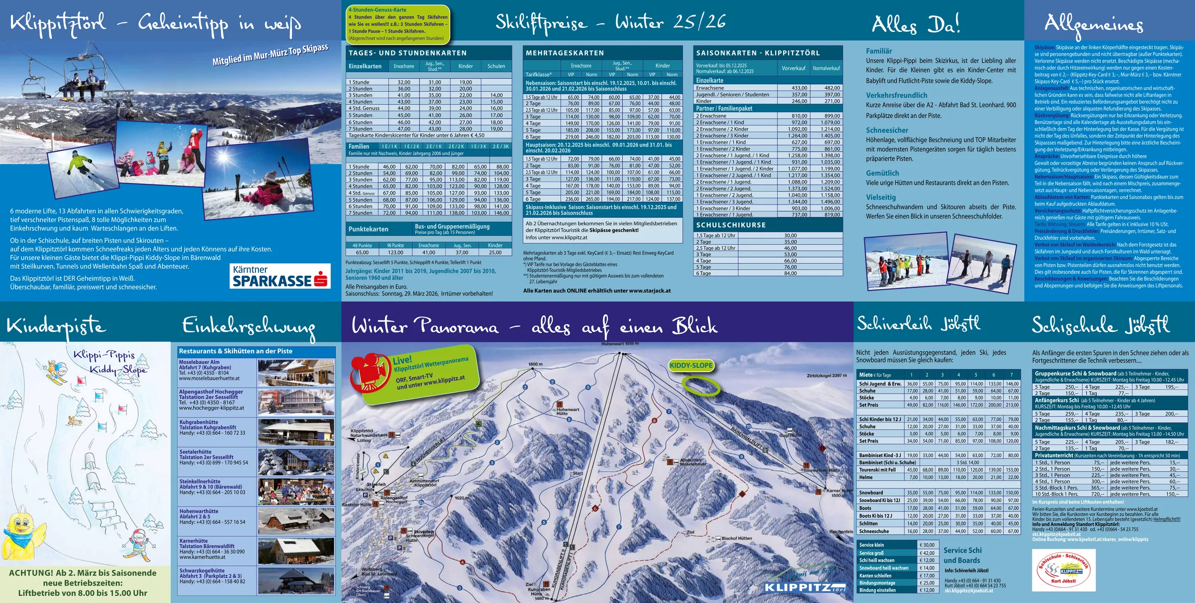 Pistenplan Klippitztörl 2025/26 – Übersichtskarte mit Pisten, Liften und Bergbahnen