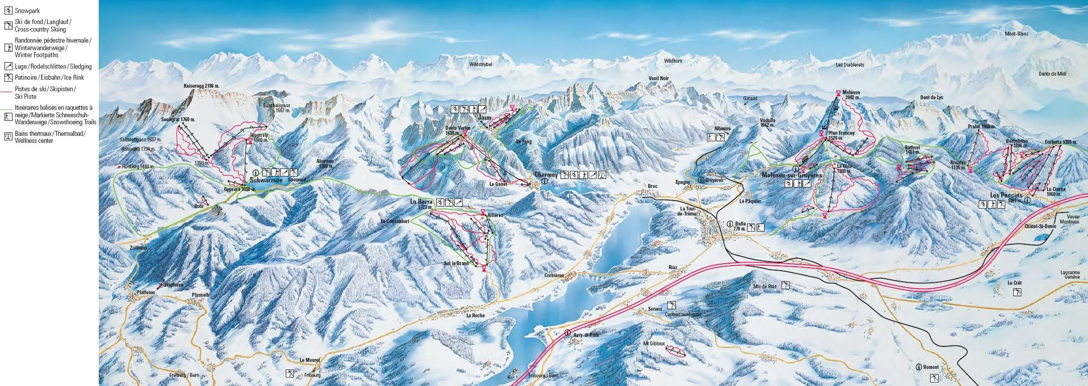 Pistenplan La Berra 2025/26 – Übersichtskarte mit Pisten, Liften und Bergbahnen