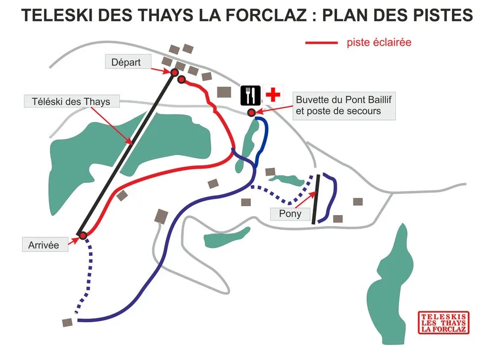 Pistenplan La Forclaz VD 2025/26 – Übersichtskarte mit Pisten, Liften und Bergbahnen