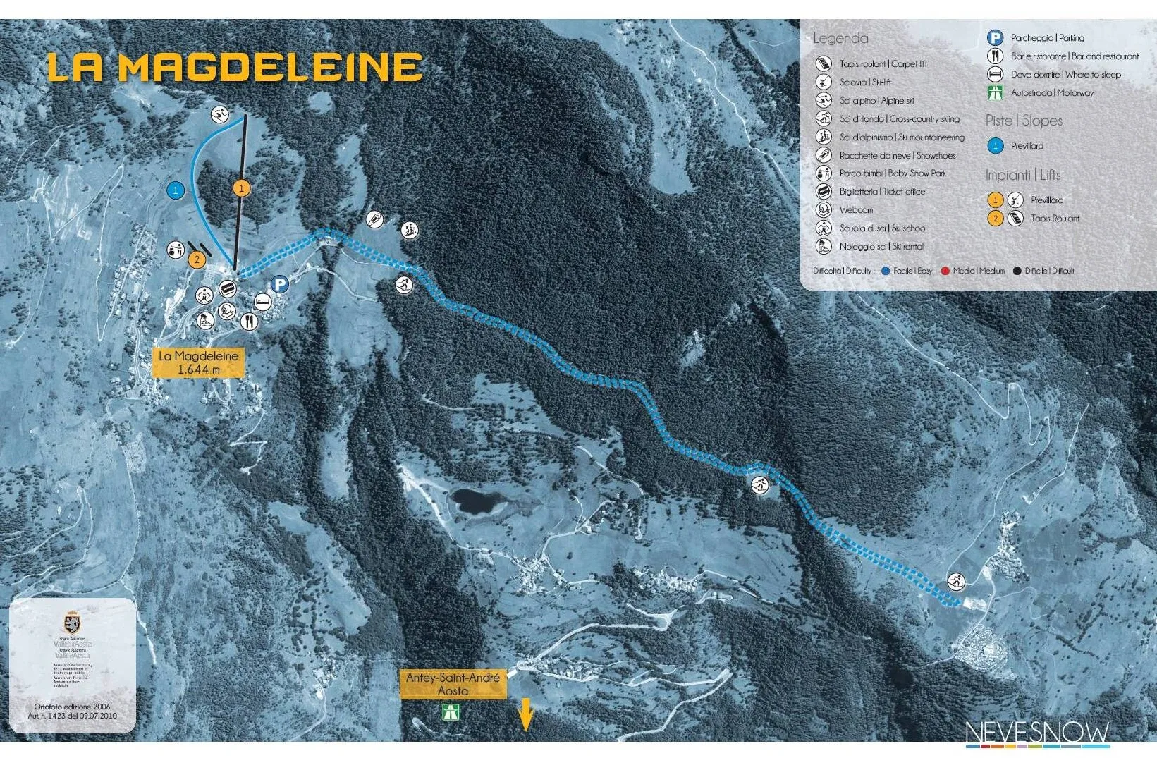 Pistenplan La Magdeleine 2025/26 – Übersichtskarte mit Pisten, Liften und Bergbahnen