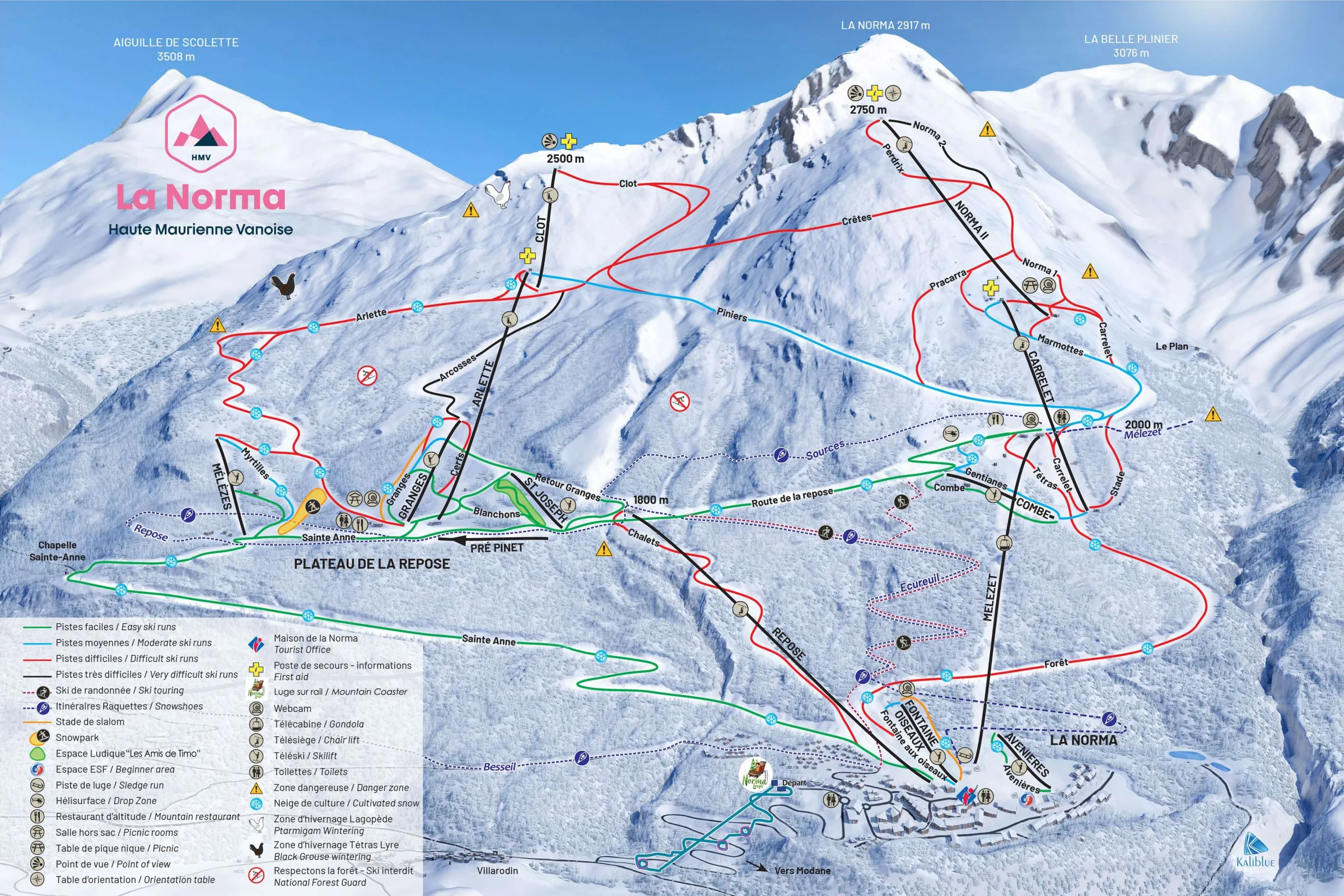 Pistenplan La Norma 2025/26 – Übersichtskarte mit Pisten, Liften und Bergbahnen
