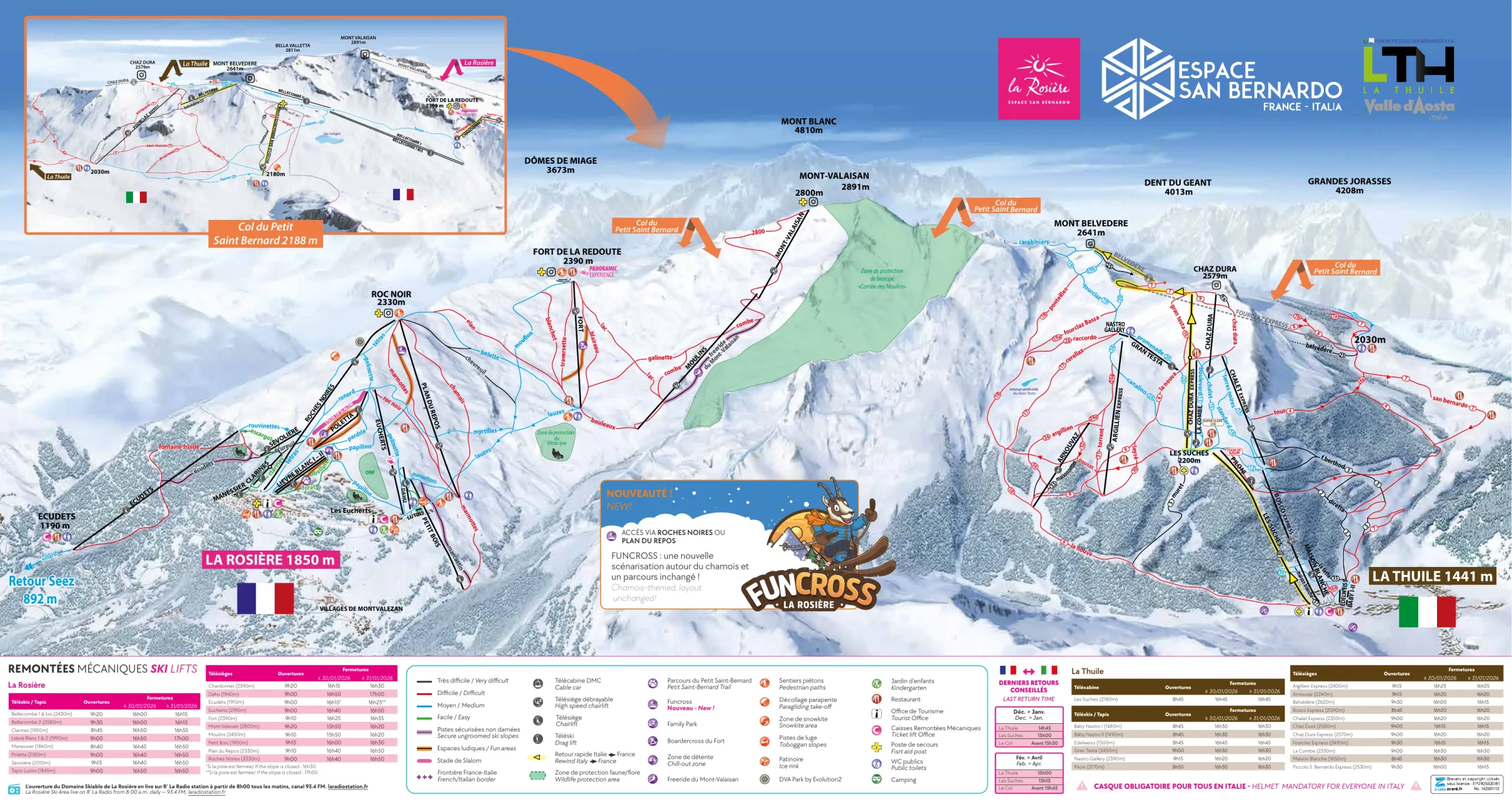 Pistenplan La Thuile 2025/26 – Übersichtskarte mit Pisten, Liften und Bergbahnen