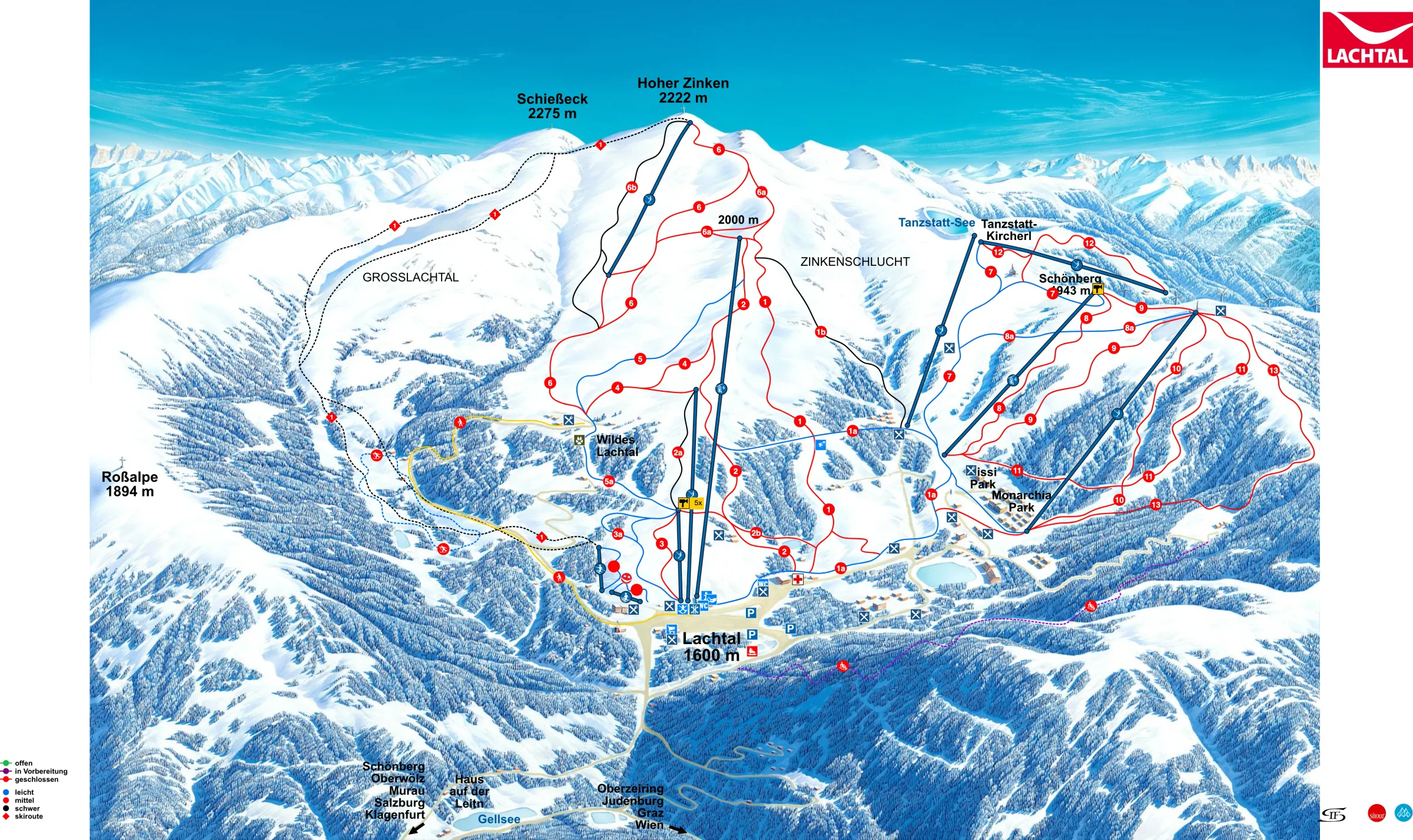 Pistenplan Lachtal 2025/26 – Übersichtskarte mit Pisten, Liften und Bergbahnen