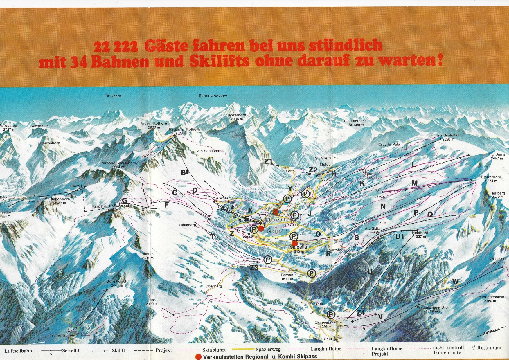 Pistenplan Lantsch/Lenz 2025/26 – Übersichtskarte mit Pisten, Liften und Bergbahnen