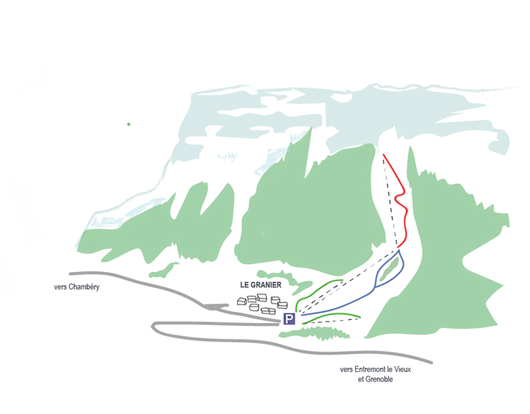 Pistenplan Le Granier 2025/26 – Übersichtskarte mit Pisten, Liften und Bergbahnen