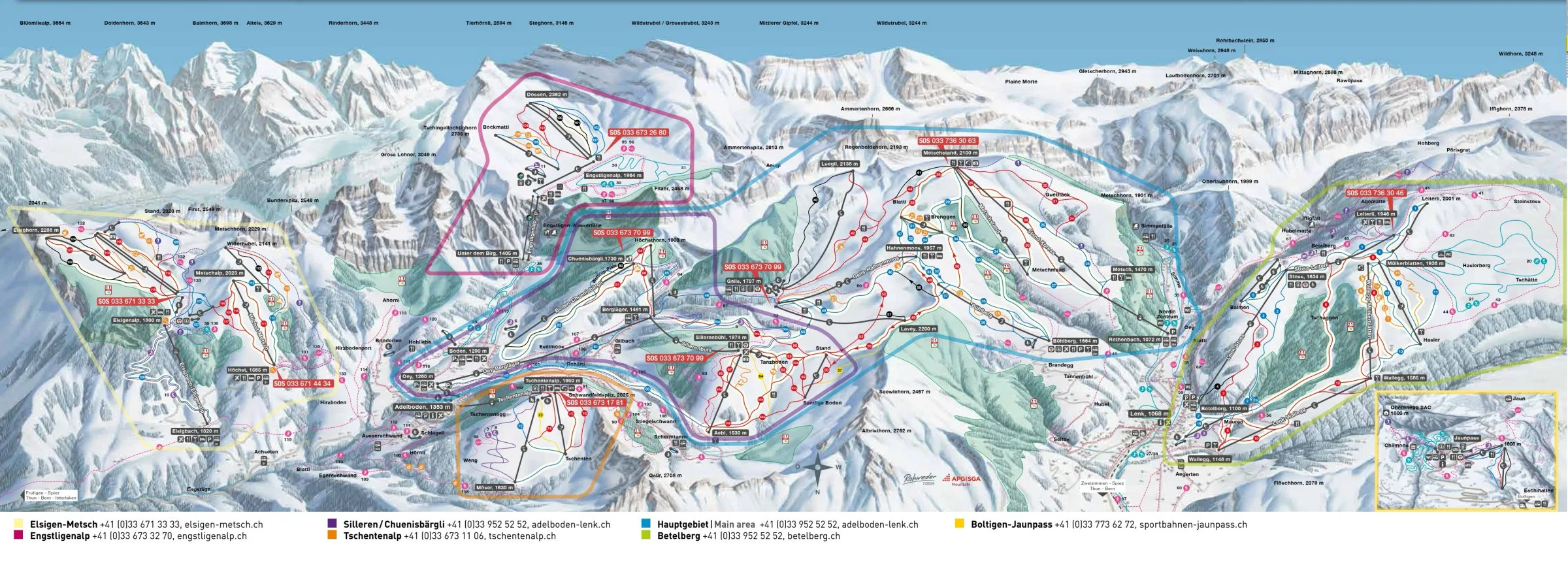 Pistenplan Lenk – Betelberg 2025/26 – Übersichtskarte mit Pisten, Liften und Bergbahnen