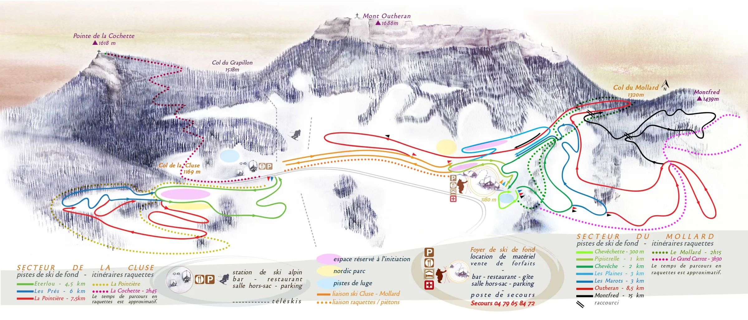 Pistenplan Les Entremonts 2025/26 – Übersichtskarte mit Pisten, Liften und Bergbahnen
