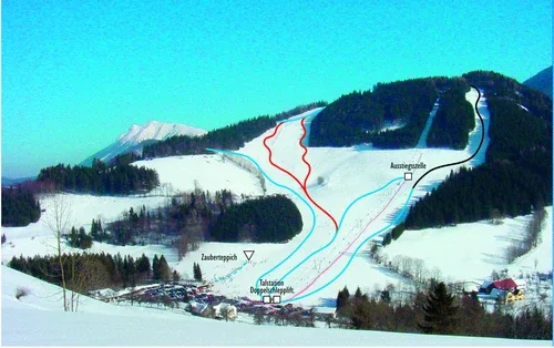 Pistenplan Maiszinken (Lunz am See) 2025/26 – Übersichtskarte mit Pisten, Liften und Bergbahnen