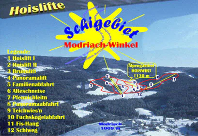 Pistenplan Hoislifte Modriach-Winkel 2025/26 – Übersichtskarte mit Pisten, Liften und Bergbahnen