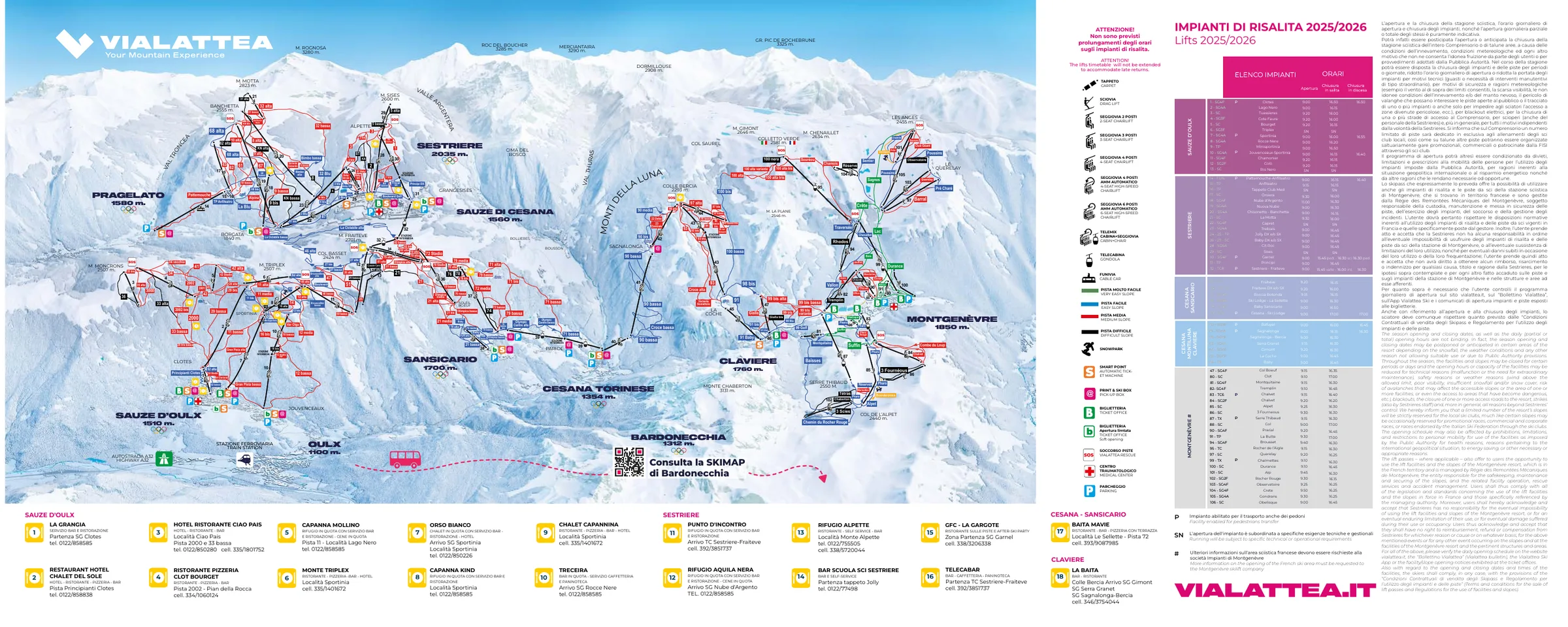 Pistenplan Montgenevre 2025/26 – Übersichtskarte mit Pisten, Liften und Bergbahnen