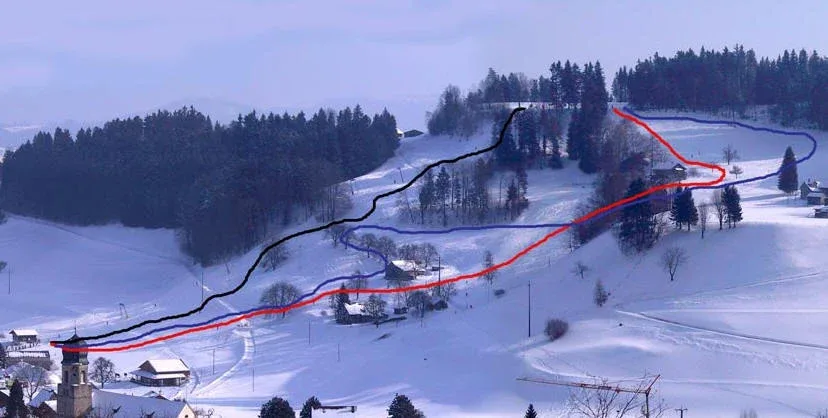 Pistenplan Mosnang 2025/26 – Übersichtskarte mit Pisten, Liften und Bergbahnen