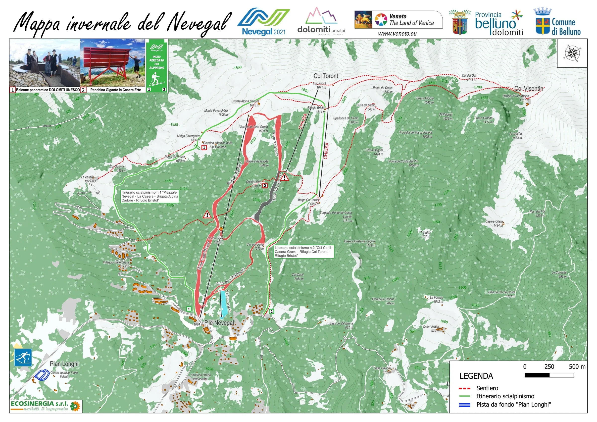 Pistenplan Nevegal 2025/26 – Übersichtskarte mit Pisten, Liften und Bergbahnen