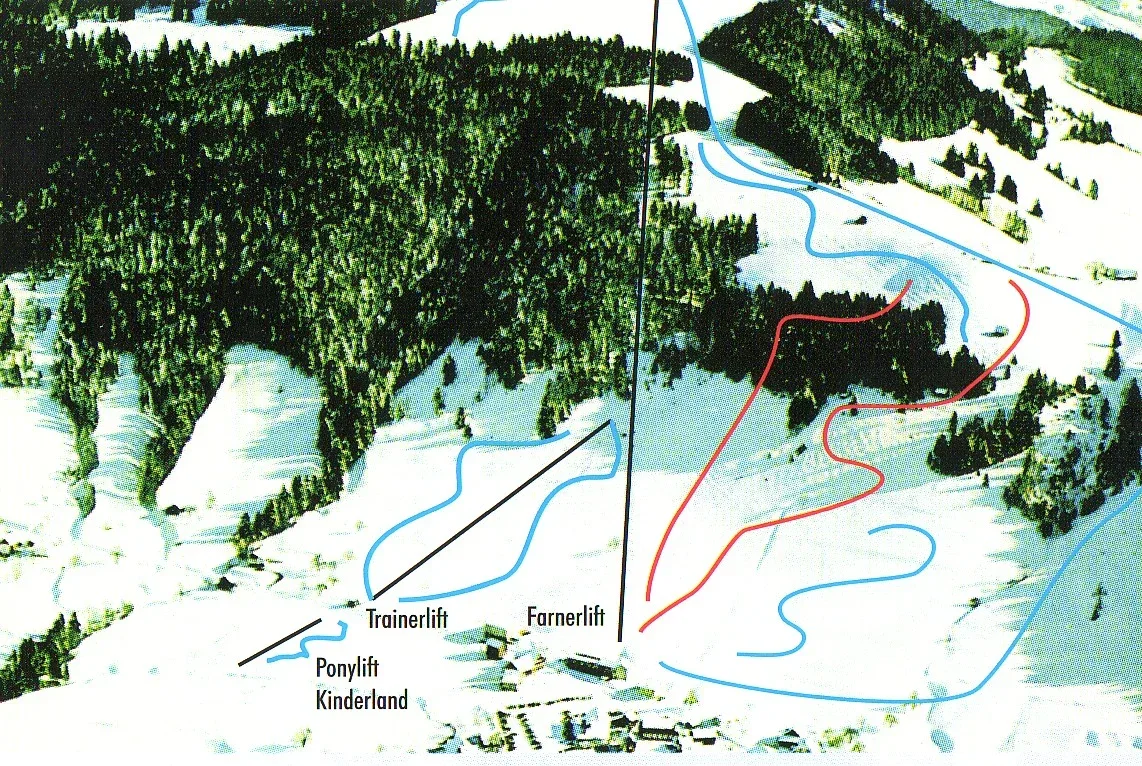 Pistenplan Oberholz – Farner (Wald) 2025/26 – Übersichtskarte mit Pisten, Liften und Bergbahnen