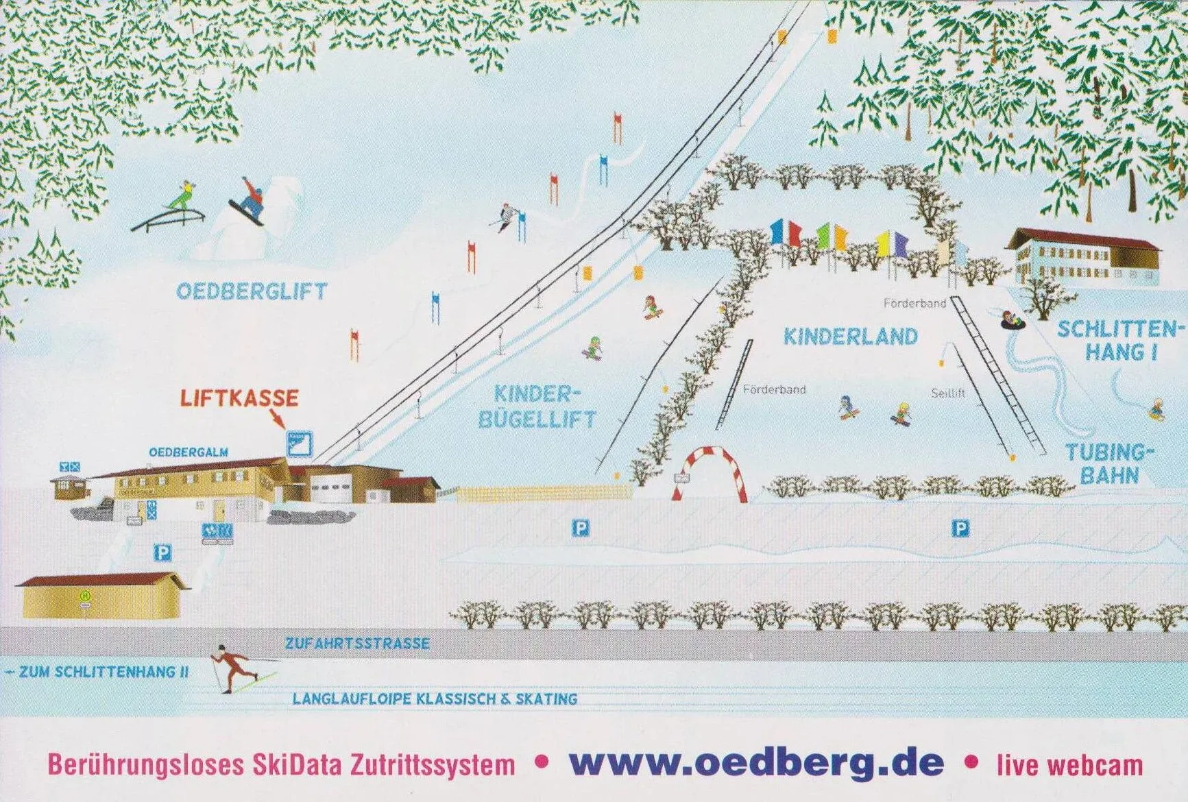 Pistenplan Oedberg (Gmund am Tegernsee) 2025/26 – Übersichtskarte mit Pisten, Liften und Bergbahnen