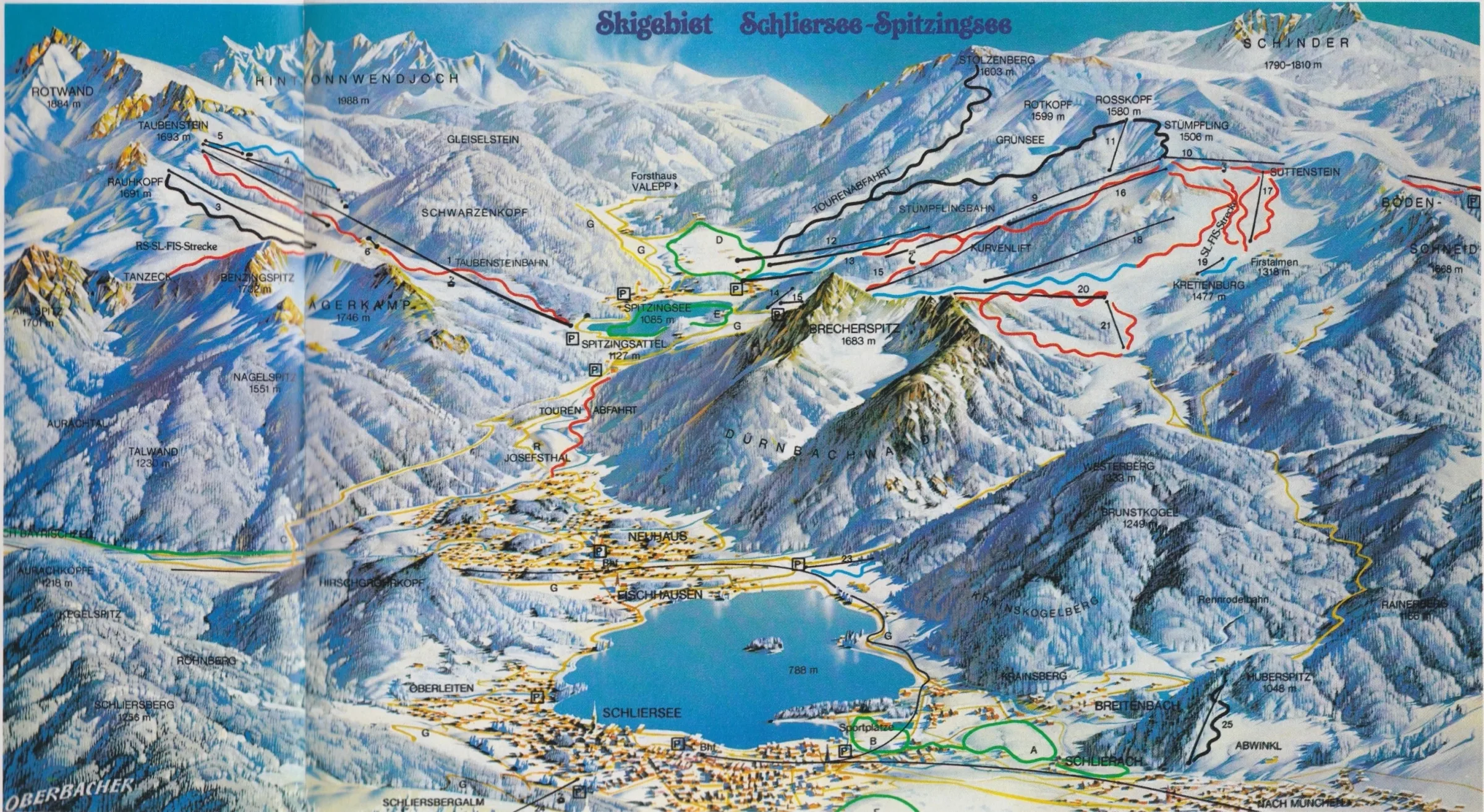 Pistenplan Pfannilift (Schliersee) 2025/26 – Übersichtskarte mit Pisten, Liften und Bergbahnen