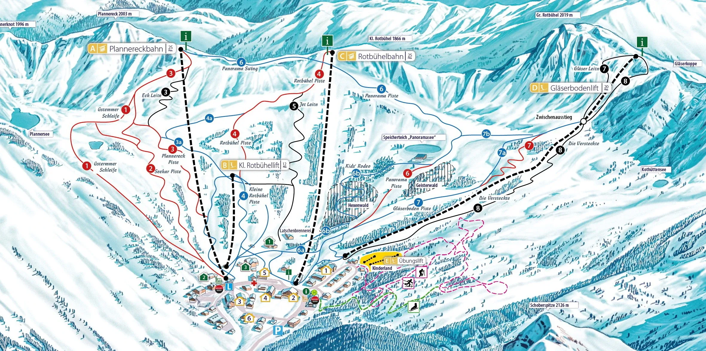Pistenplan Planneralm 2025/26 – Übersichtskarte mit Pisten, Liften und Bergbahnen