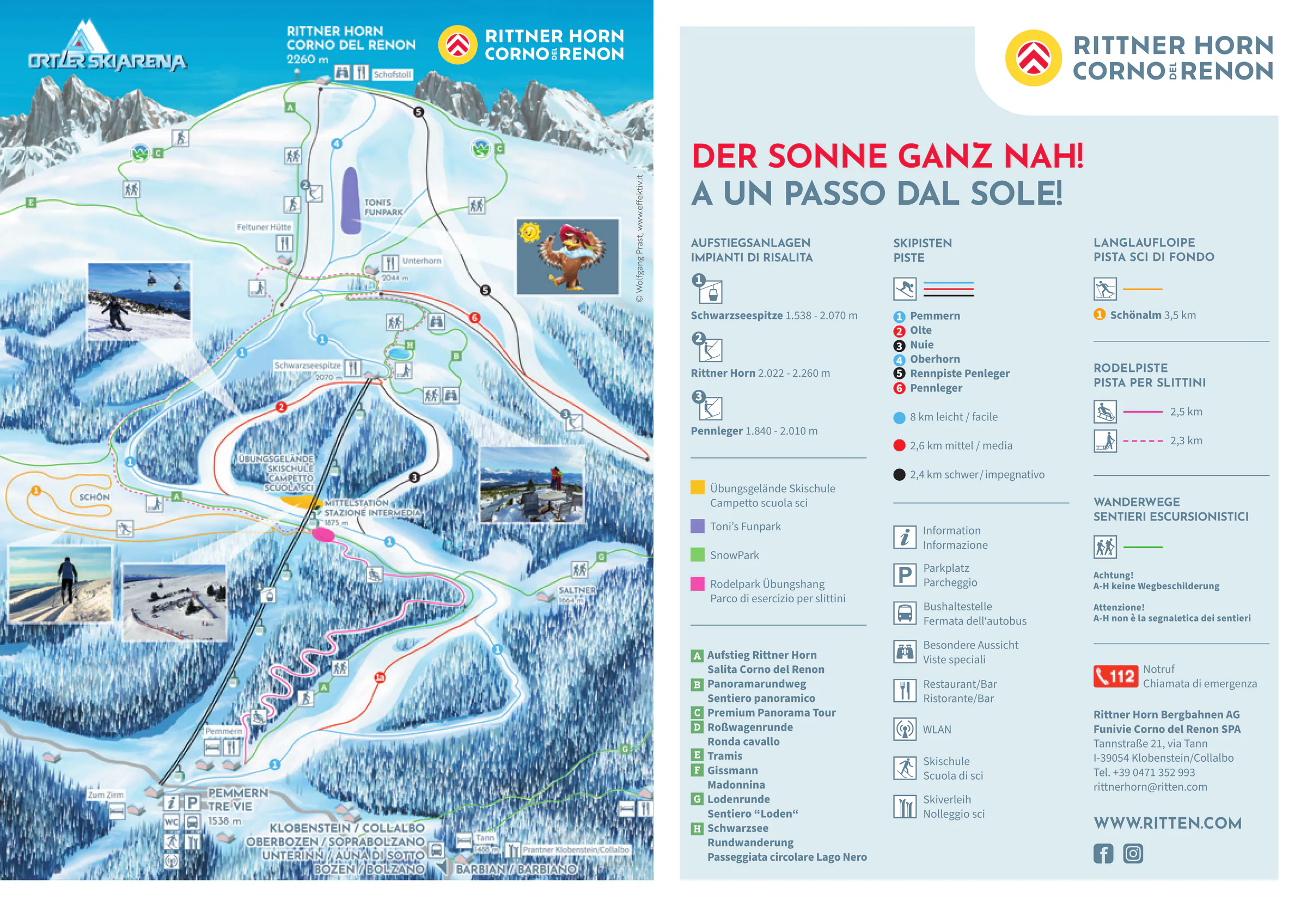 Pistenplan Rittner Horn 2025/26 – Übersichtskarte mit Pisten, Liften und Bergbahnen