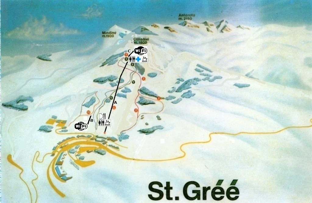 Pistenplan Saint Grée di Viola 2025/26 – Übersichtskarte mit Pisten, Liften und Bergbahnen