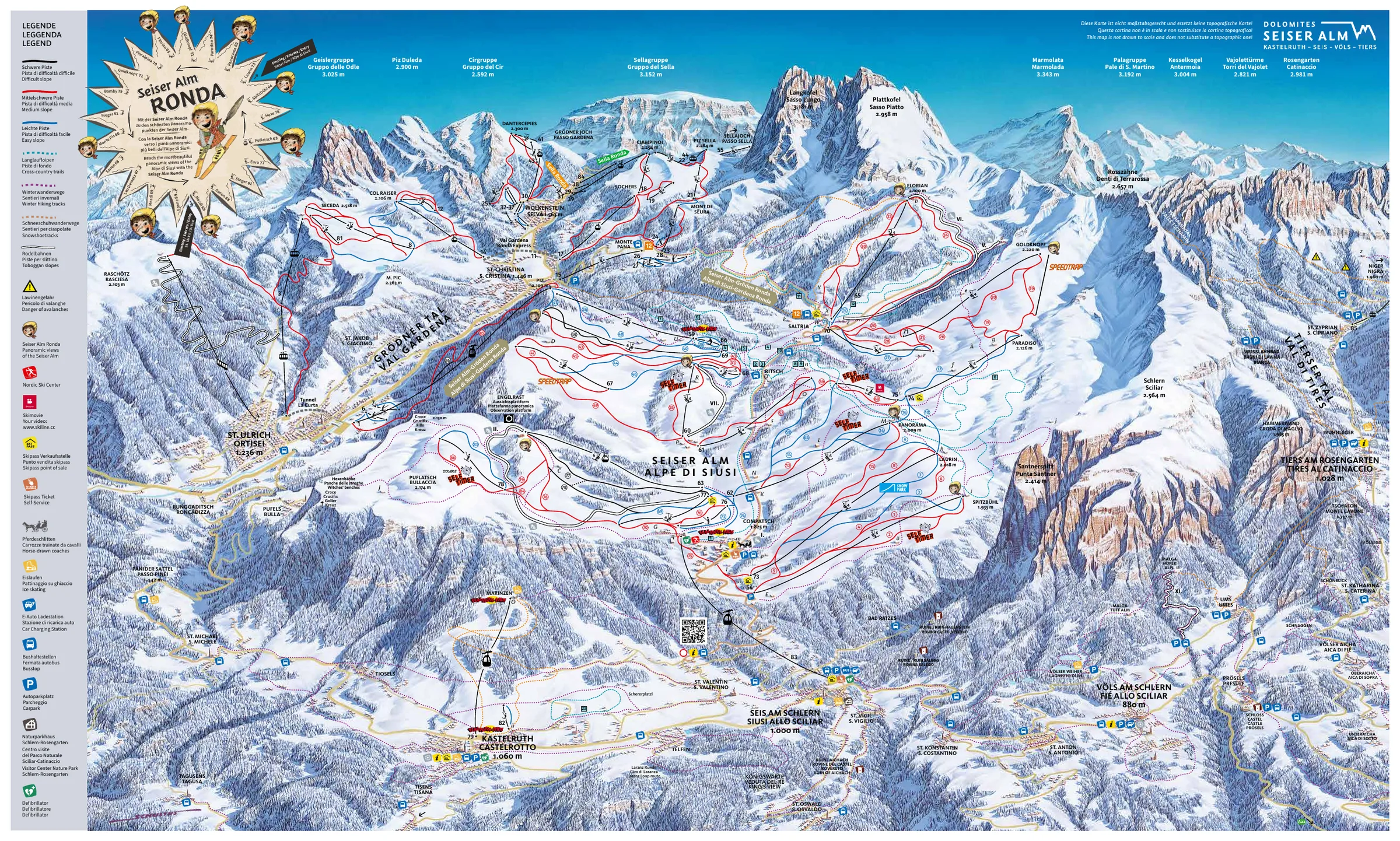 Pistenplan Seiser Alm 2025/26 – Übersichtskarte mit Pisten, Liften und Bergbahnen