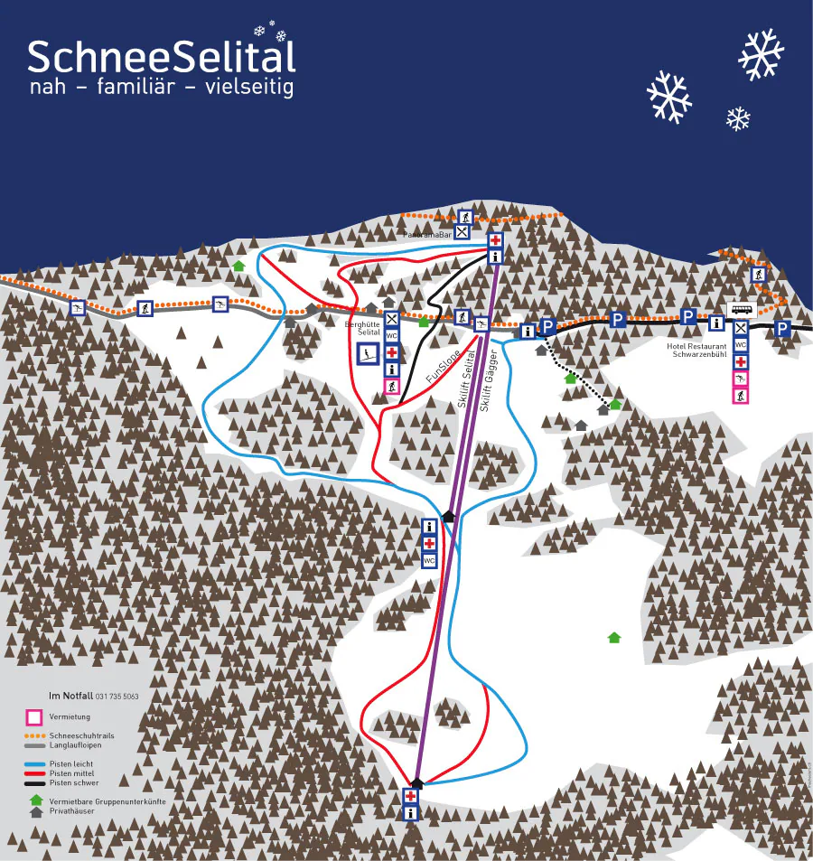 Pistenplan Selital – Riffenmatt (SchneeSelital) 2025/26 – Übersichtskarte mit Pisten, Liften und Bergbahnen