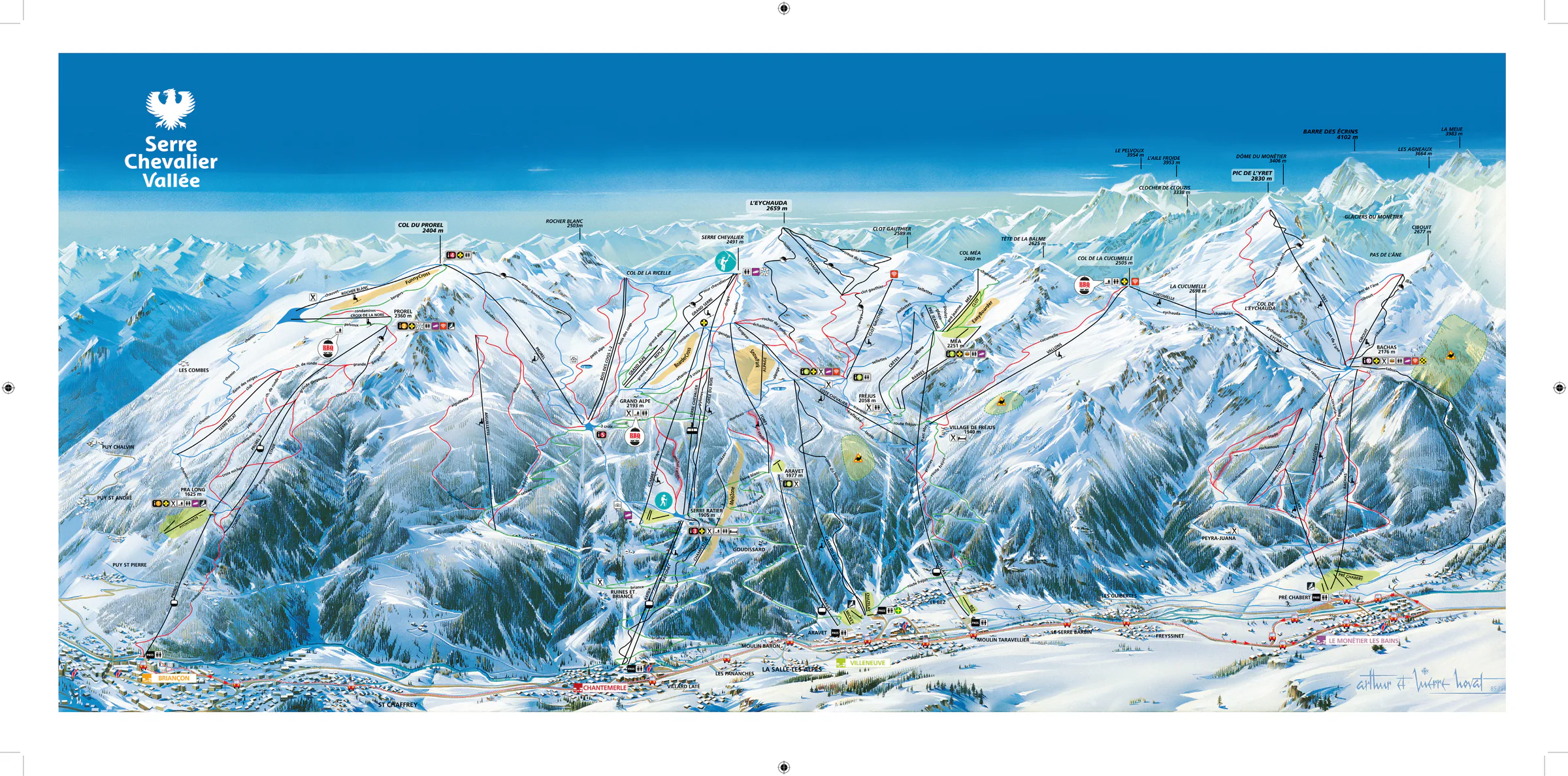 Pistenplan Serre Chevalier 2025/26 – Übersichtskarte mit Pisten, Liften und Bergbahnen