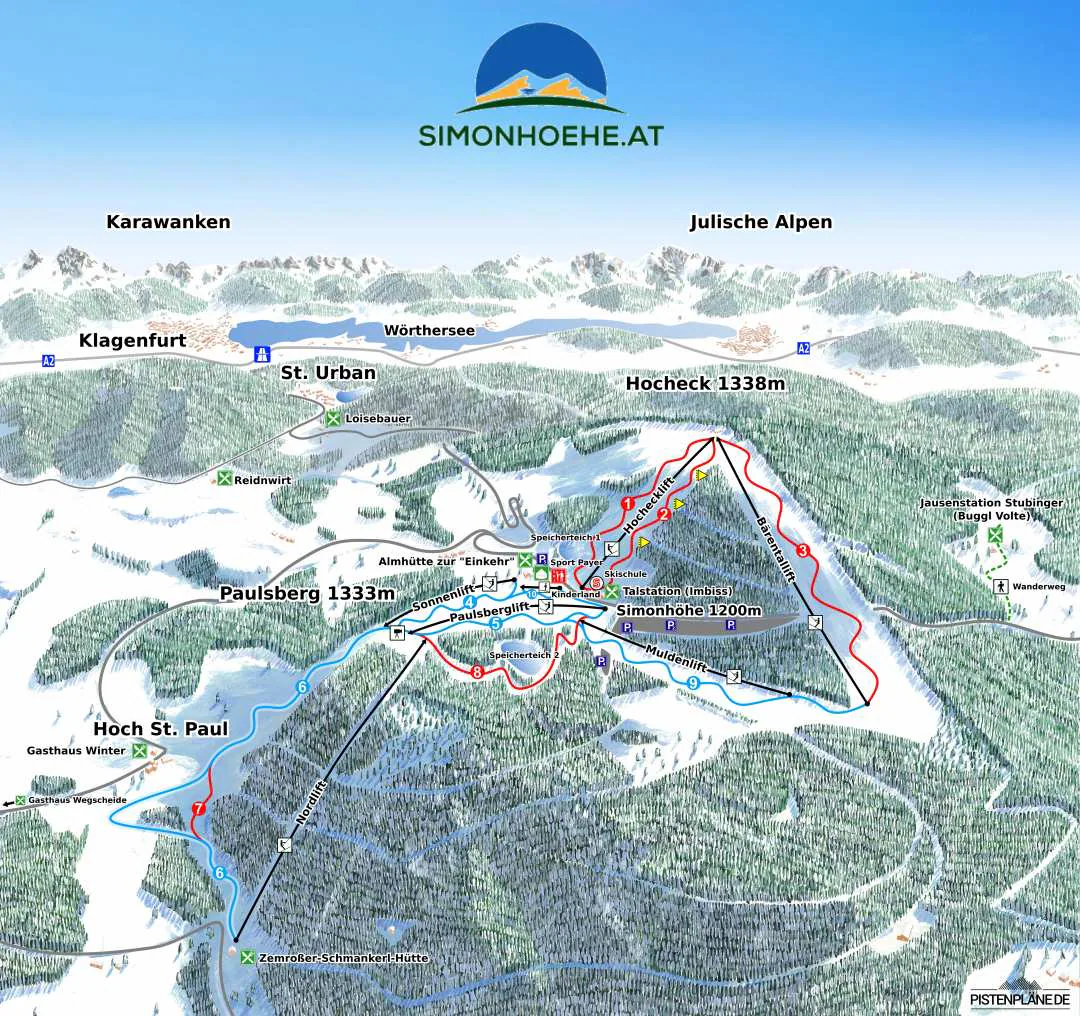 Pistenplan Simonhöhe 2025/26 – Übersichtskarte mit Pisten, Liften und Bergbahnen