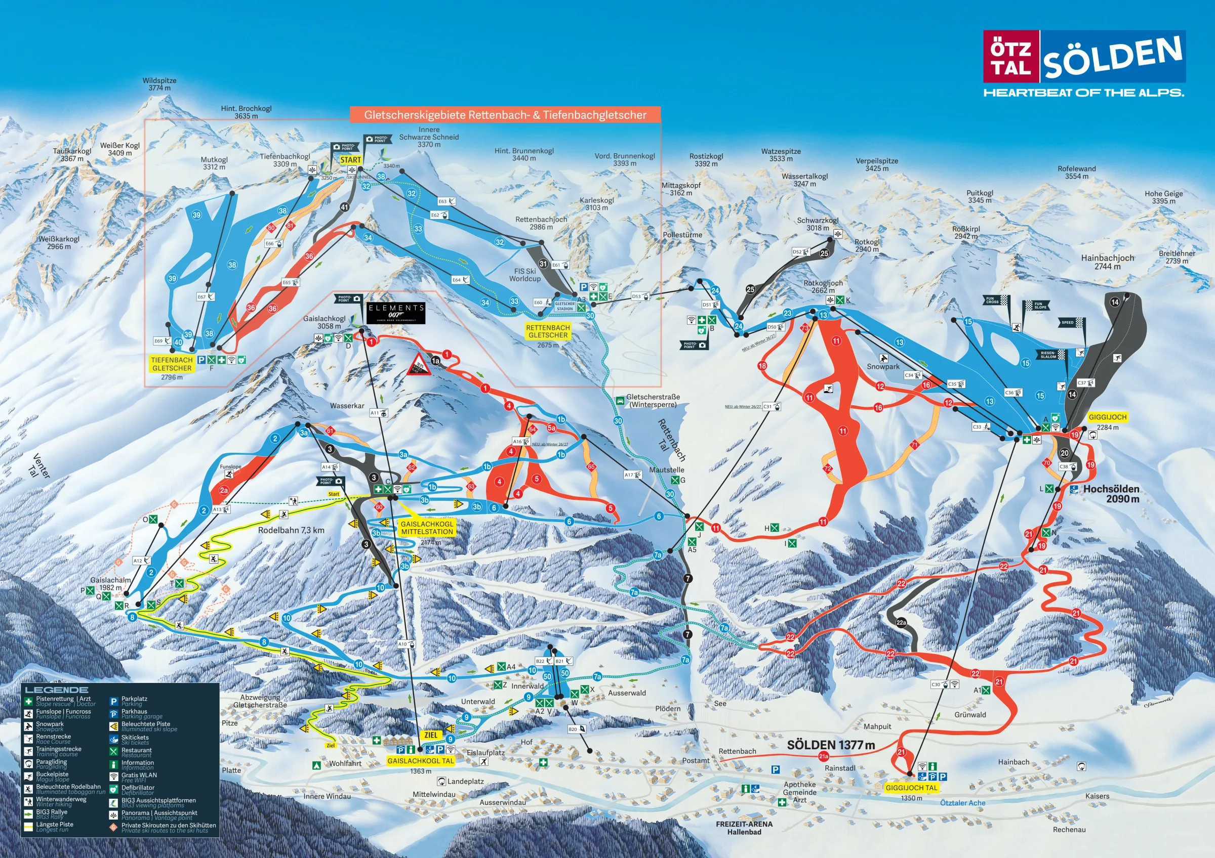 Pistenplan Sölden 2025/26 – Übersichtskarte mit Pisten, Liften und Bergbahnen