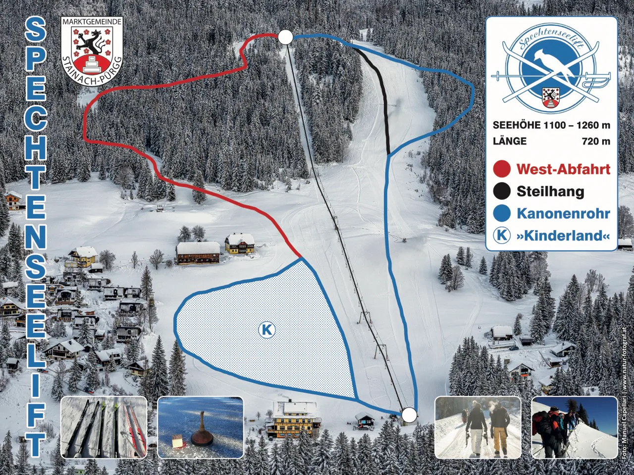 Pistenplan Spechtenseelift (Wörschachwald) 2025/26 – Übersichtskarte mit Pisten, Liften und Bergbahnen