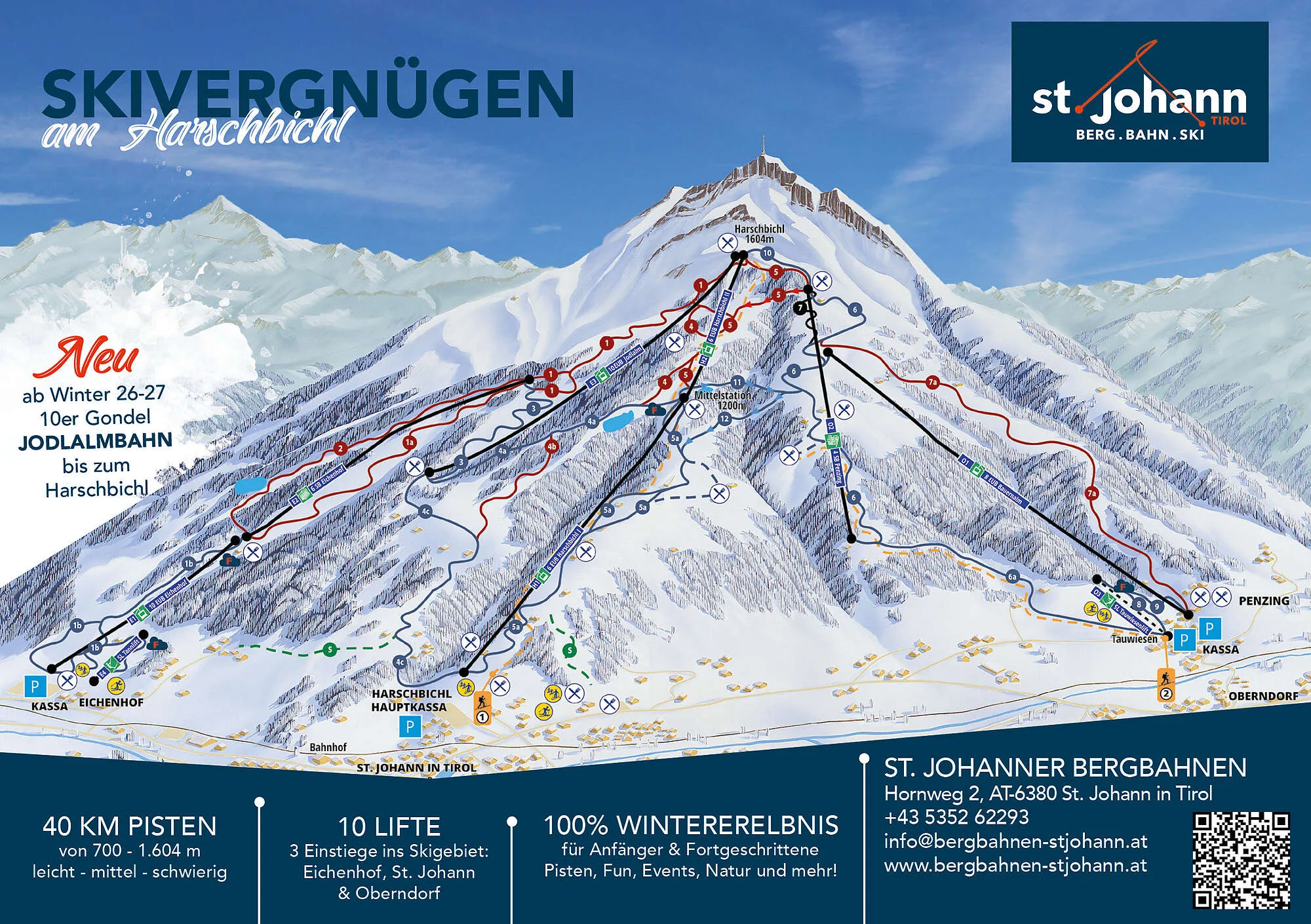 Pistenplan St. Johann in Tirol 2026/27 – Übersichtskarte mit Pisten, Liften und Bergbahnen