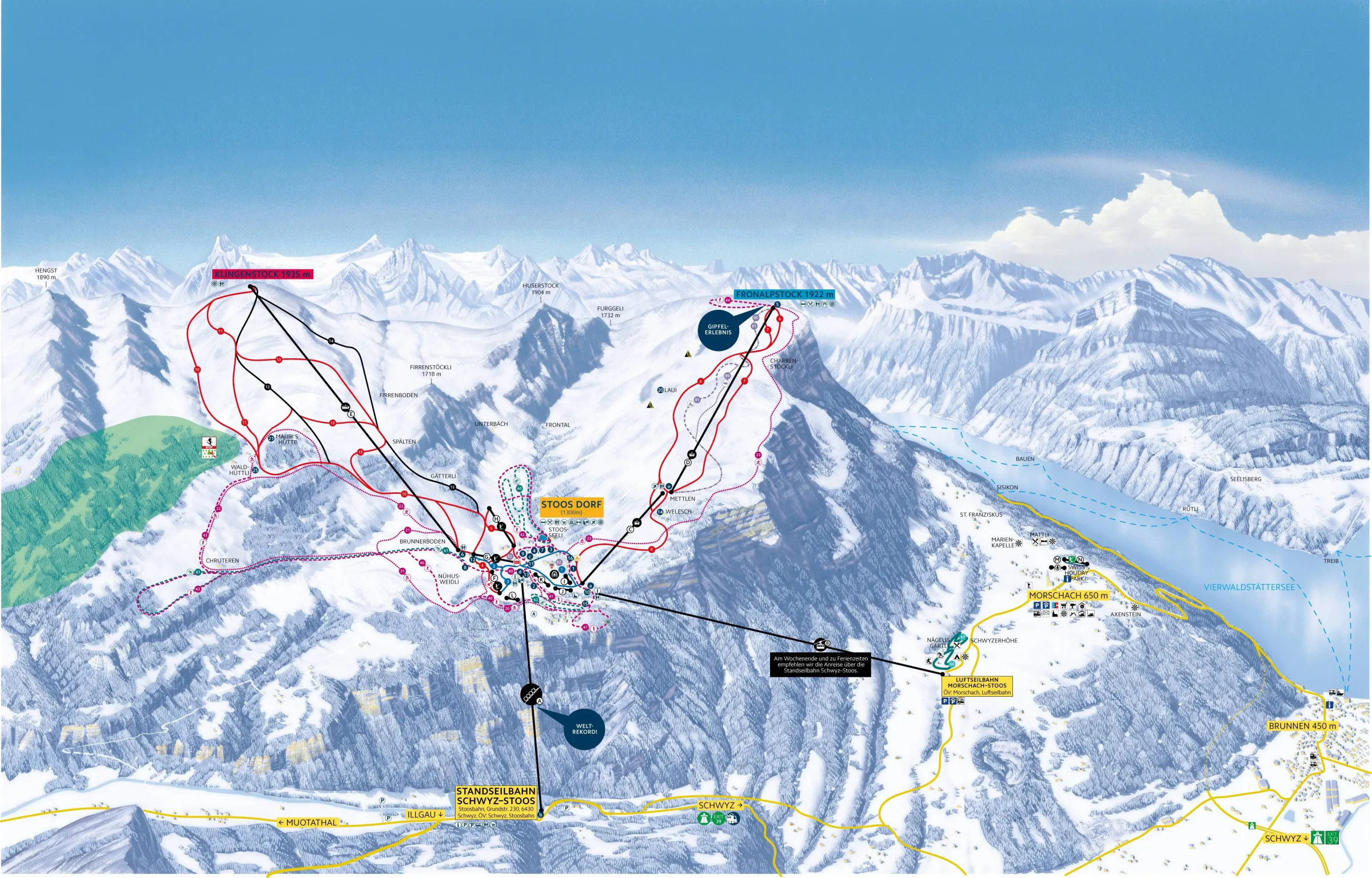 Pistenplan Stoos 2025/26 – Übersichtskarte mit Pisten, Liften und Bergbahnen
