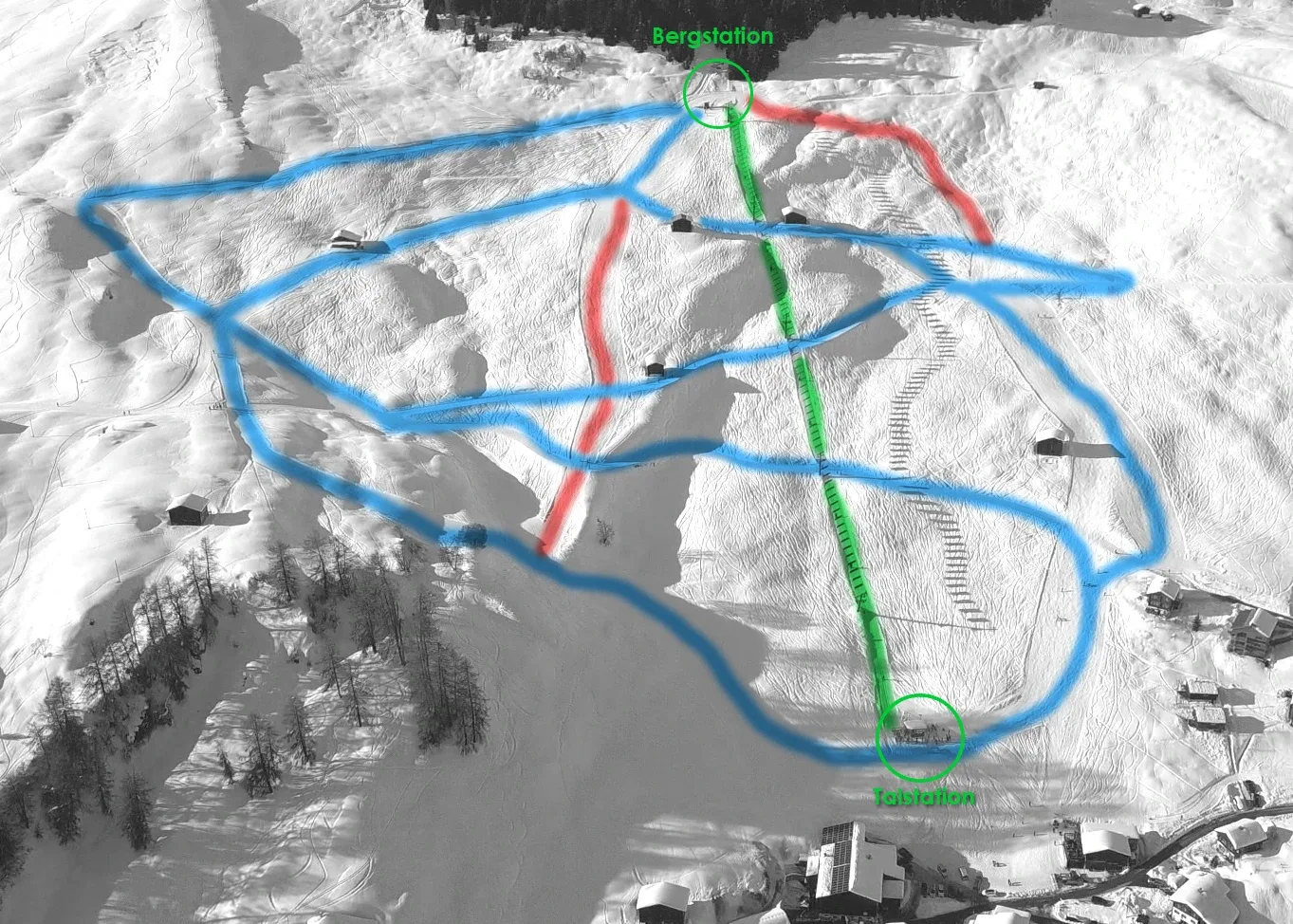Pistenplan Tenna 2025/26 – Übersichtskarte mit Pisten, Liften und Bergbahnen