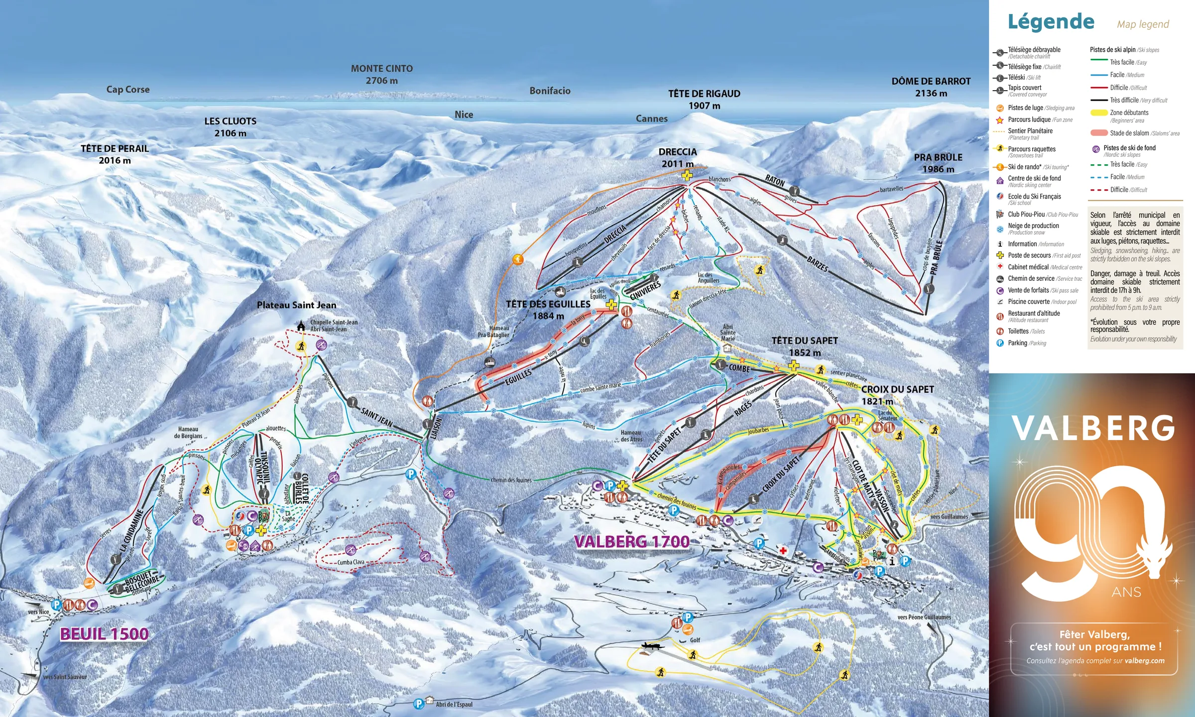 Pistenplan Valberg 2025/26 – Übersichtskarte mit Pisten, Liften und Bergbahnen