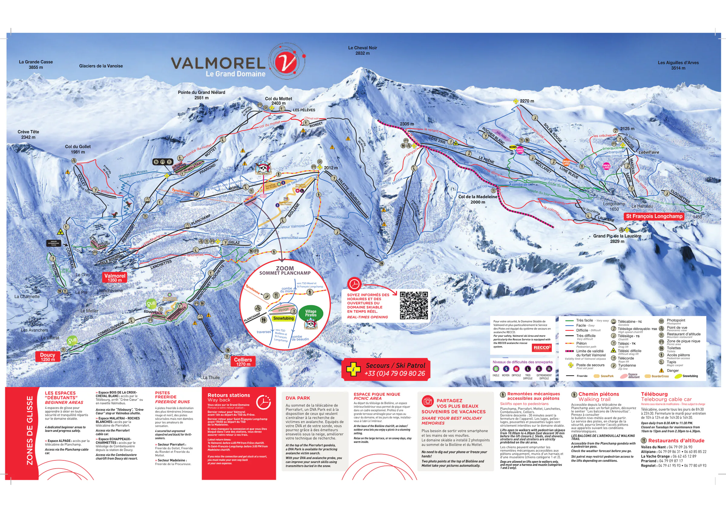 Pistenplan Valmorel 2025/26 – Übersichtskarte mit Pisten, Liften und Bergbahnen