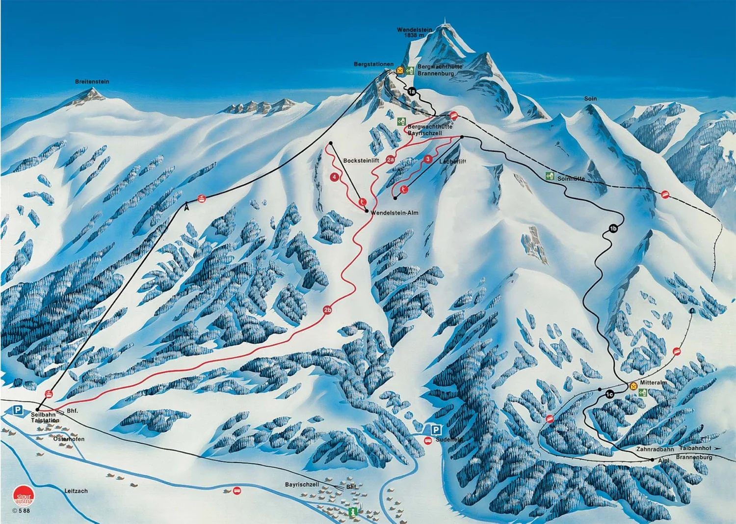 Pistenplan Wendelstein 2025/26 – Übersichtskarte mit Pisten, Liften und Bergbahnen