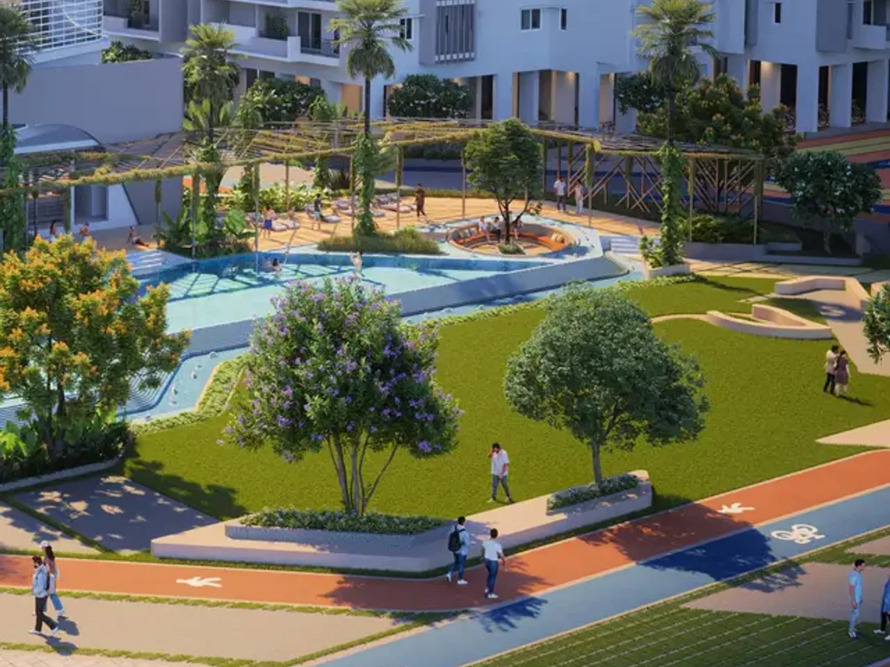 2.5 km jogging and cycling track at Anvita Ivana with ORR frontage view in Kollur