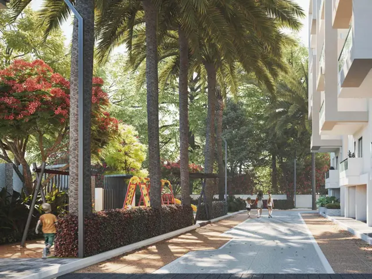 Children's play area at Anvita Ivana with modern safety equipment and soft surfaces in Kollur