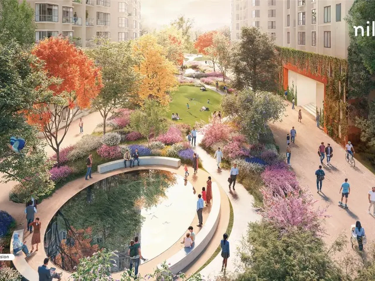 Bhartiya Garden Estate exterior view showing 24-floor tower architecture