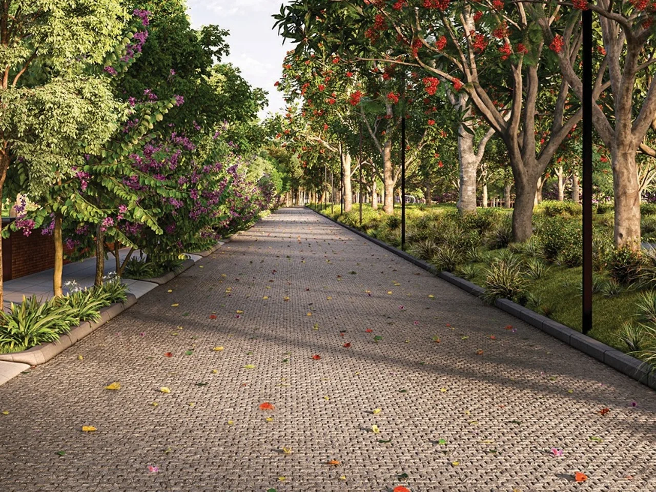 Outdoor recreational spaces and landscaped gardens at Sattva Doddaballapur Road