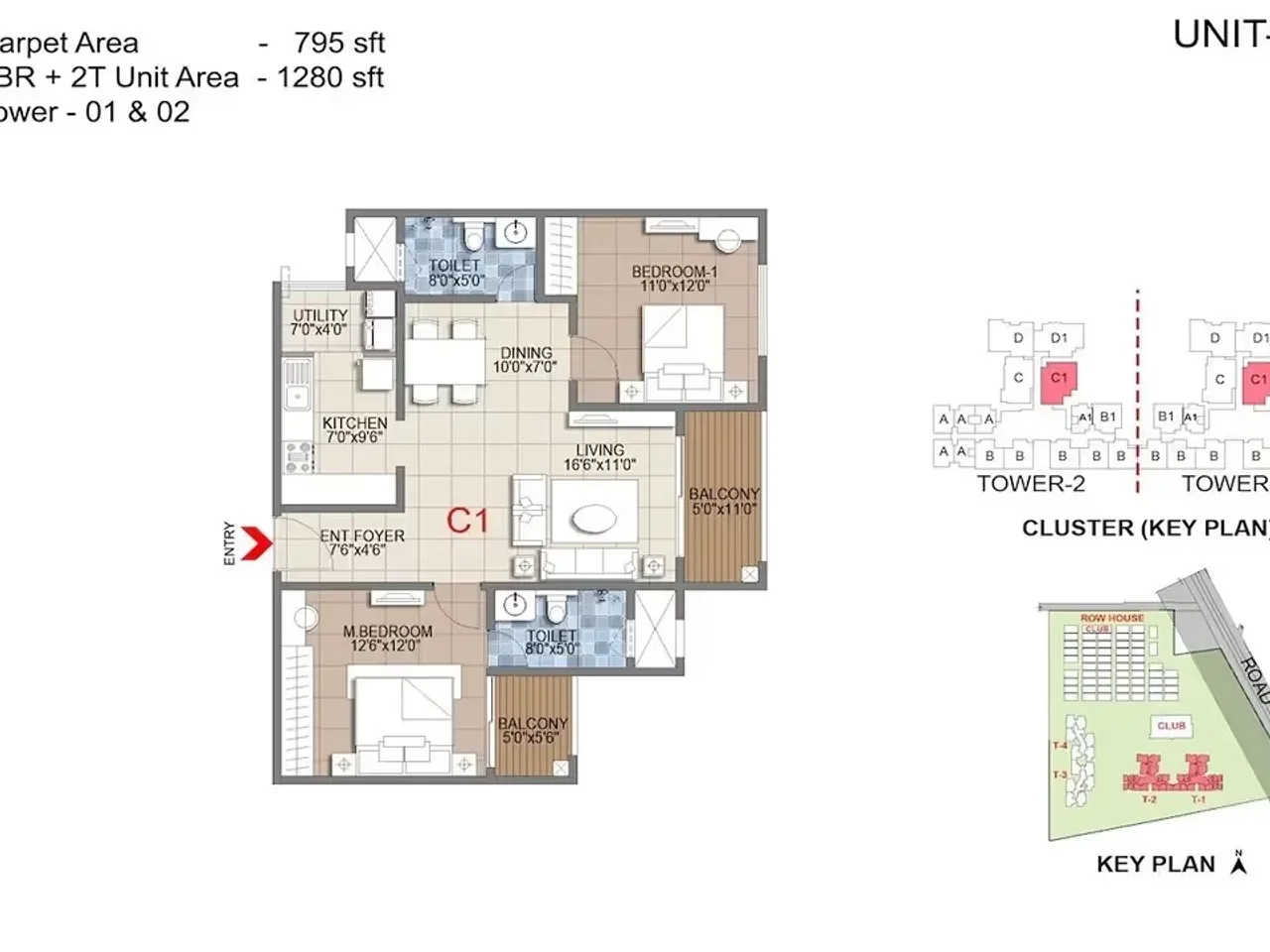 1 BHK apartment floor plan at Sattva Hamlet Chikkajala with living area and modular kitchen layout