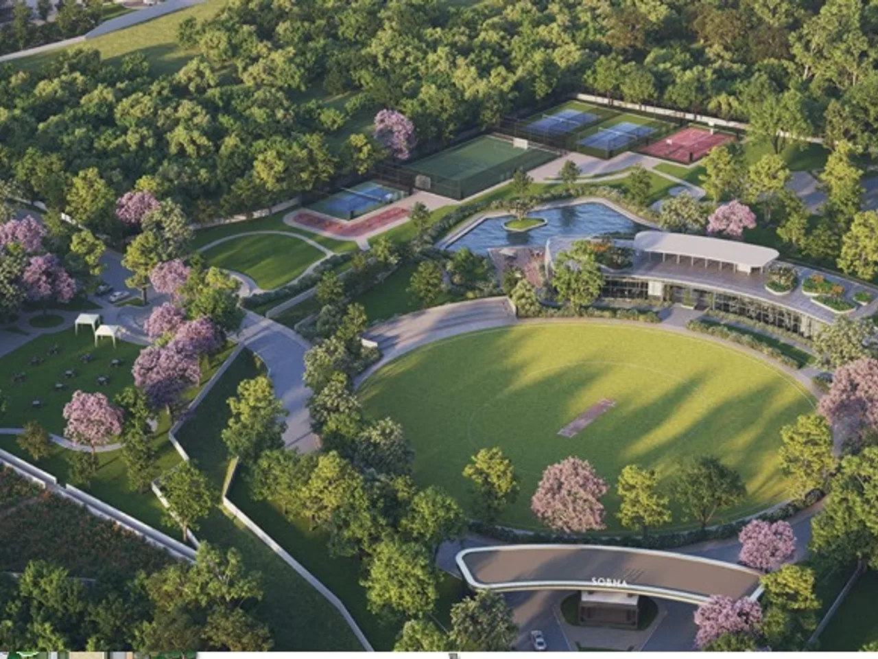 Expansive Central Green Open Area with Landscaping