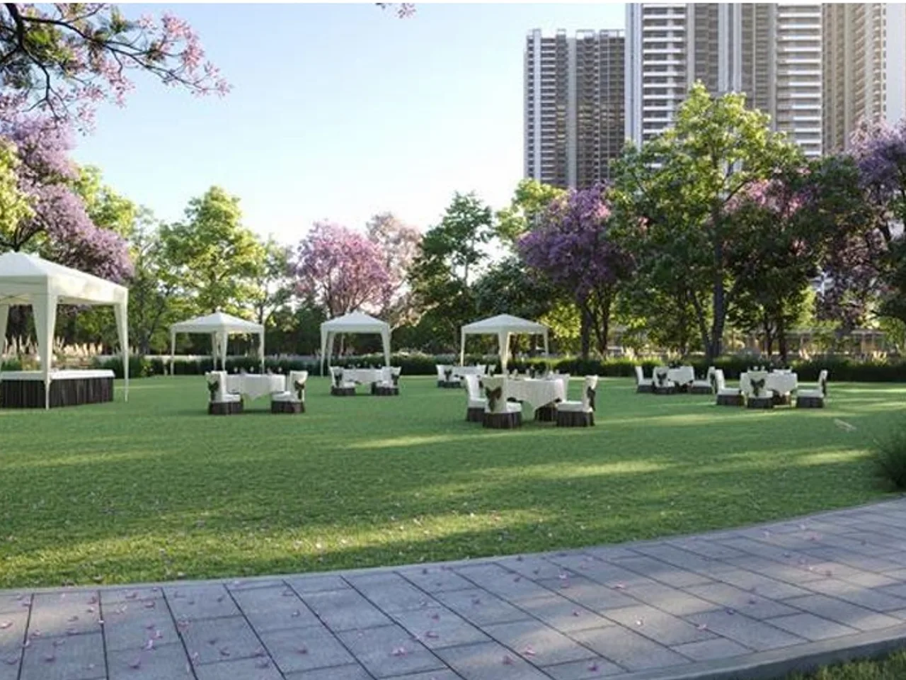 Peaceful Green Walkways and Lawns