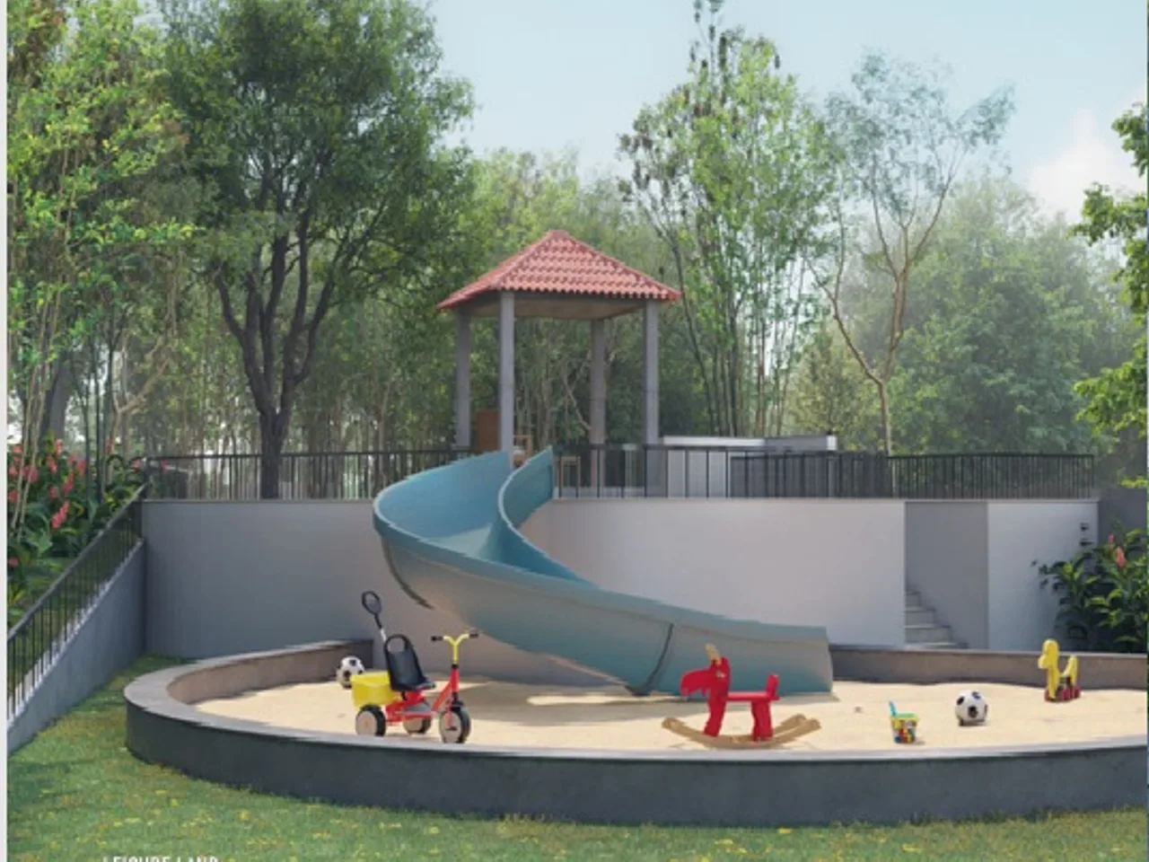 Safe Children's Play Area with Equipment