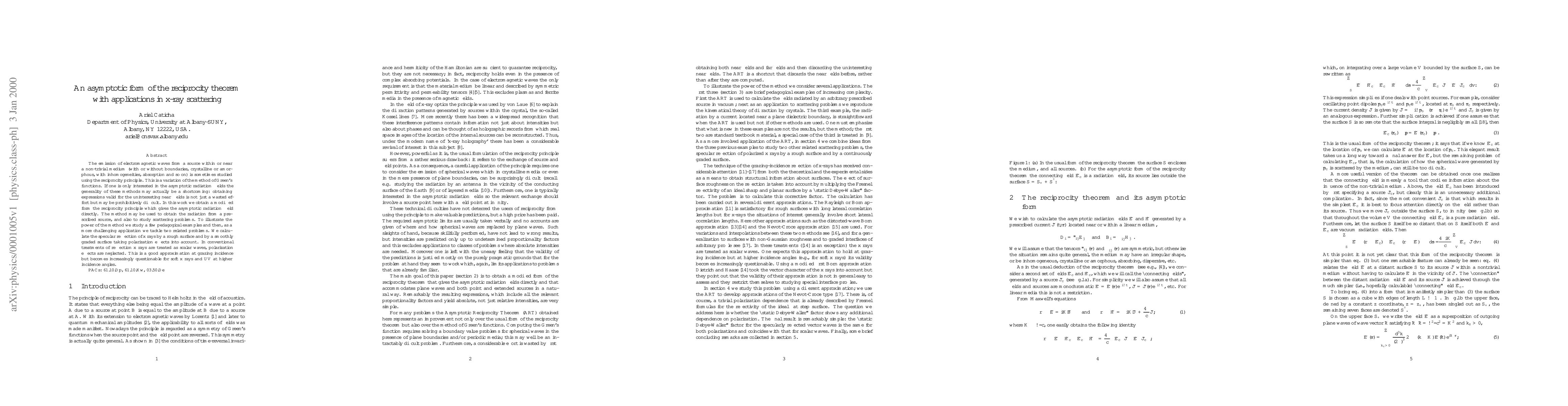 Thumbnail for An asymptotic form of the reciprocity theorem with applications in x-ray
  scattering