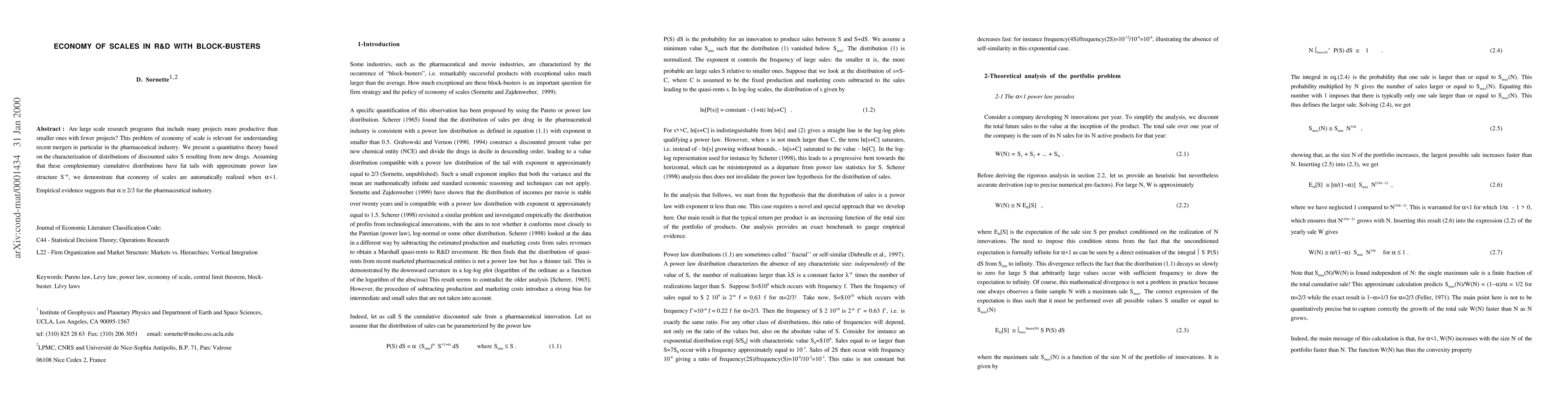 Thumbnail for Economy of scales in R&D with block-busters